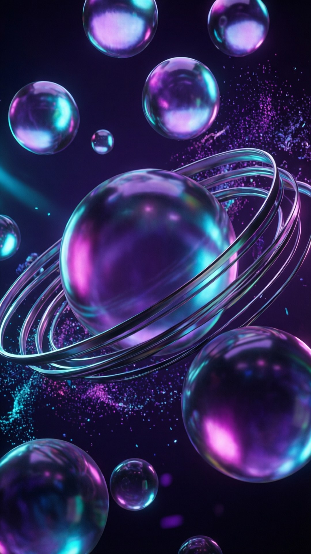 iridescent orb, rave, Y2K 3D, Full HD Phone Wallpaper