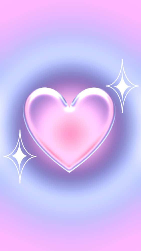 glowing pink heart, sparkles, soft gradient of purple and blue, SD Phone Wallpaper