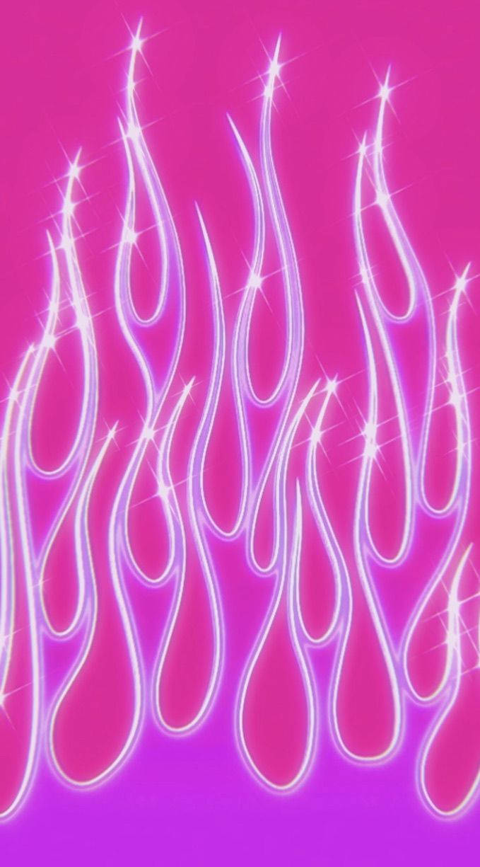 Y2k Aesthetic, purple flame, vibrant pink background, SD Phone Wallpaper