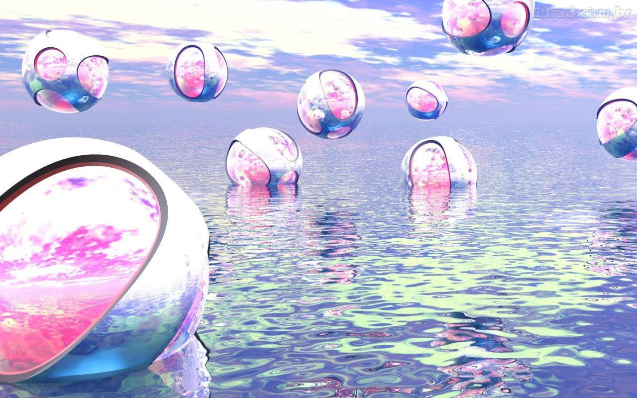 Y2k Aesthetic, pink orbs, translucent spheres, HD Desktop Wallpaper