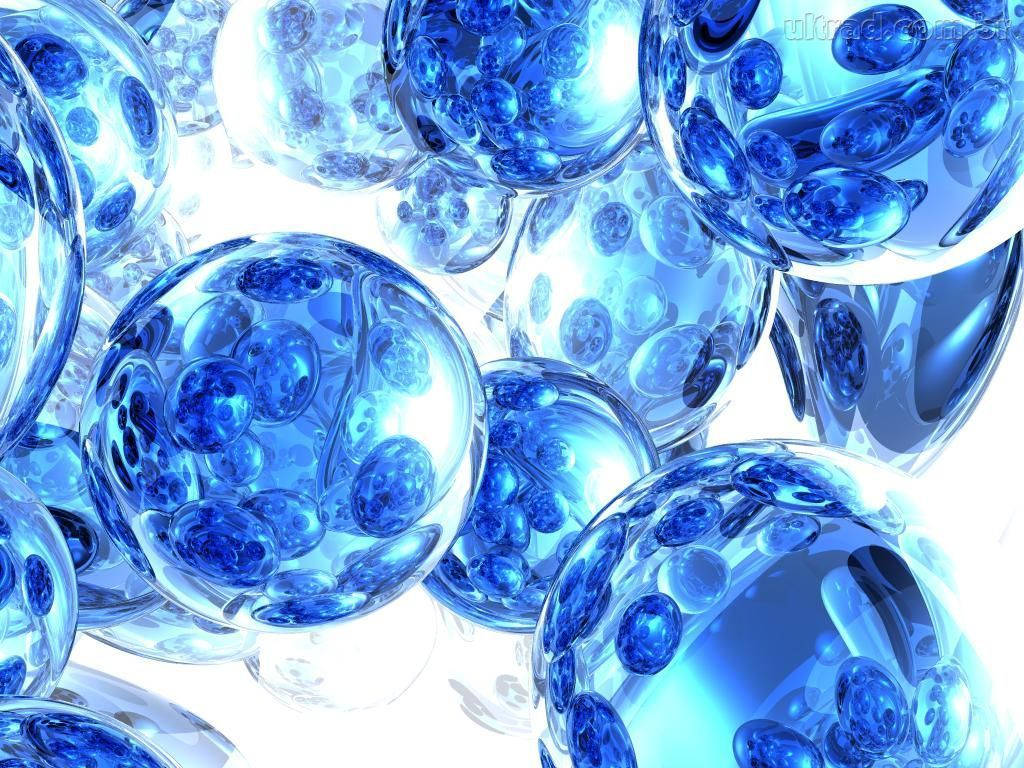Y2k Aesthetic, transparent blue spheres, shimmering blue glass spheres, SD Desktop Wallpaper