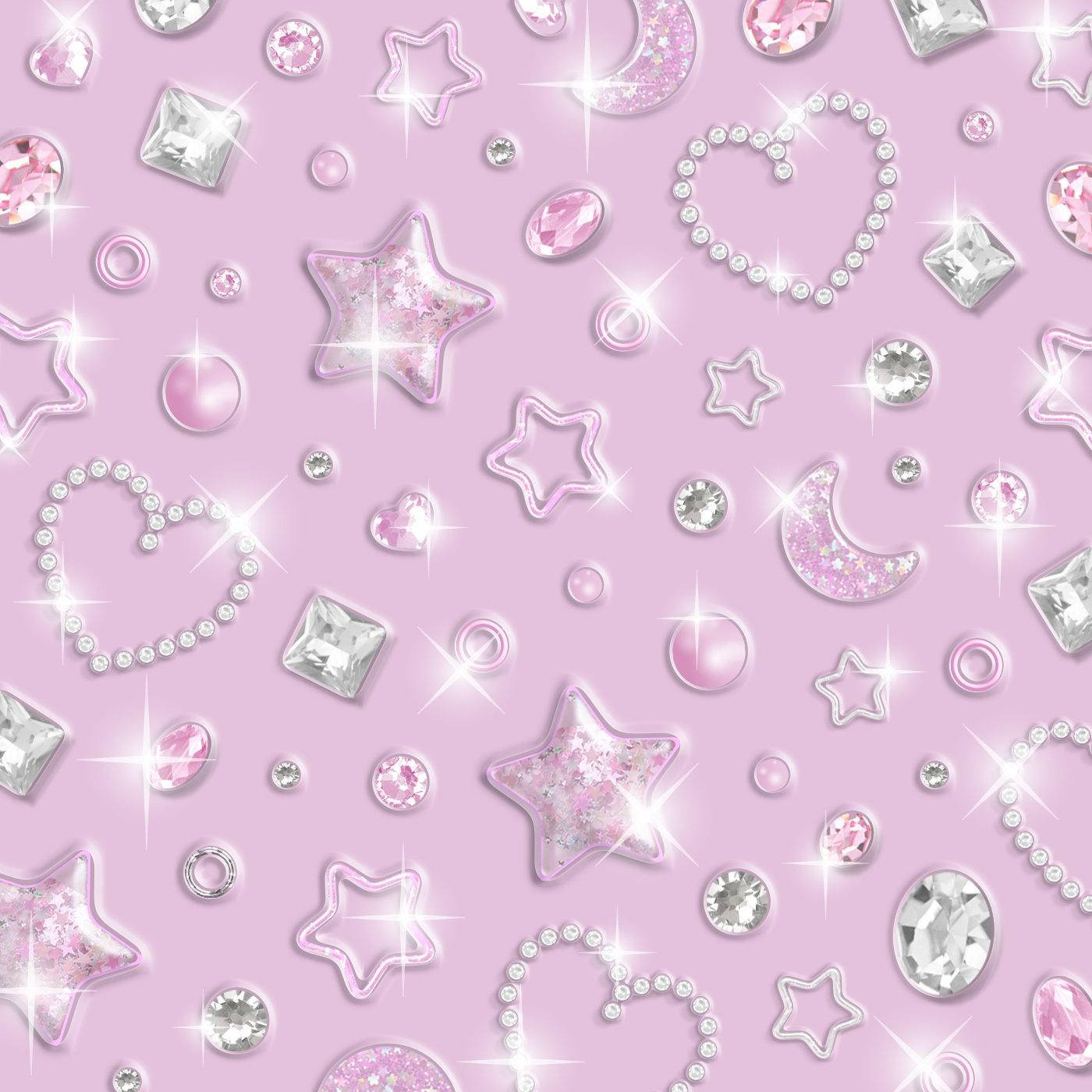 Y2k Aesthetic, pink background, glittering stars, HD Desktop Wallpaper