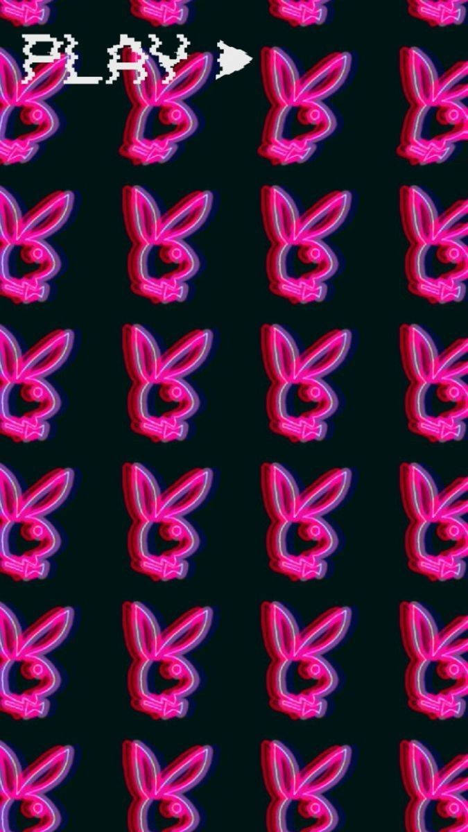 Y2k Aesthetic, pink neon Playboy bunny logos, grid, SD Phone Wallpaper