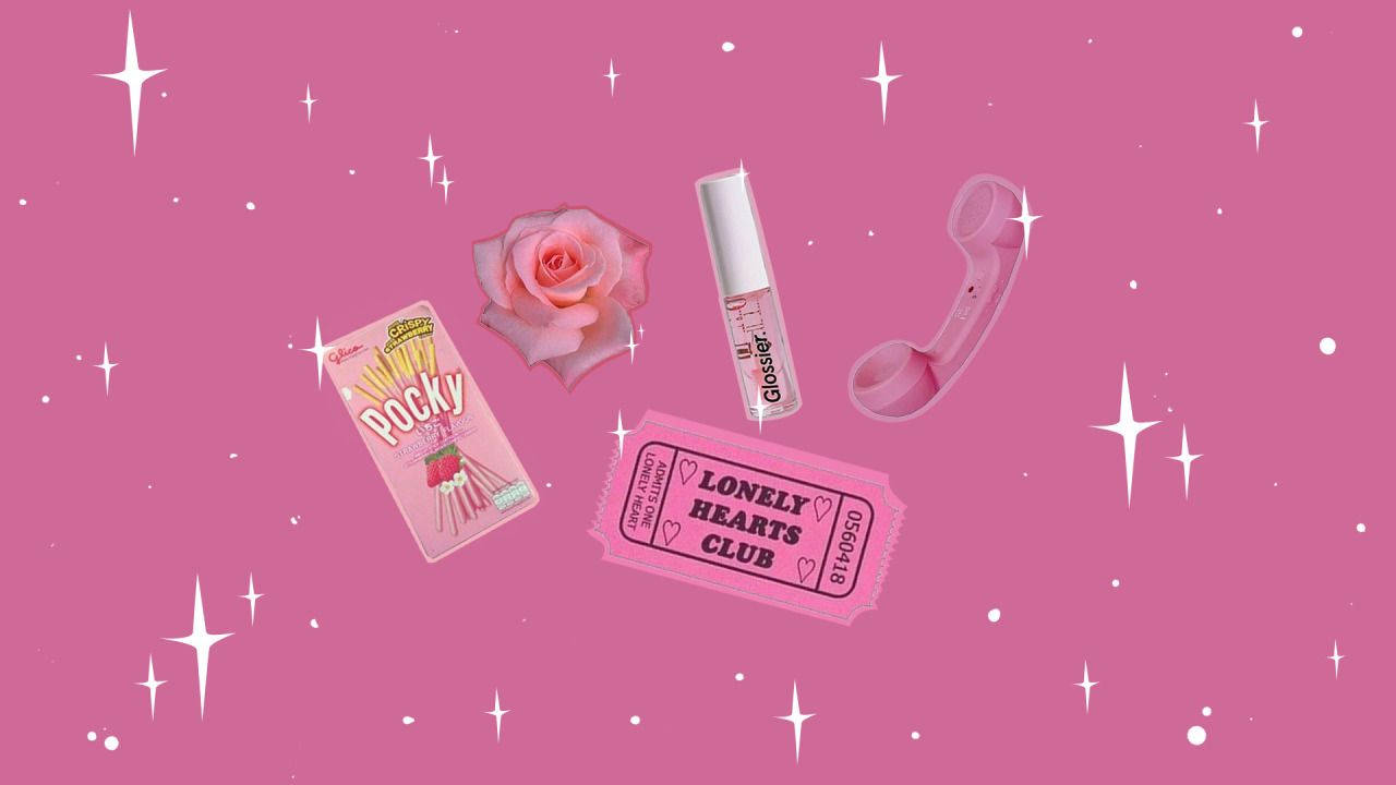 Y2k Aesthetic, Pink background, Pocky snack, HD Desktop Wallpaper