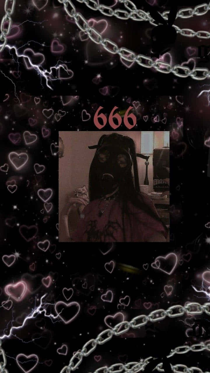 Dark Grunge Aesthetic_666, 666, glowing hearts chains, HD Phone Wallpaper