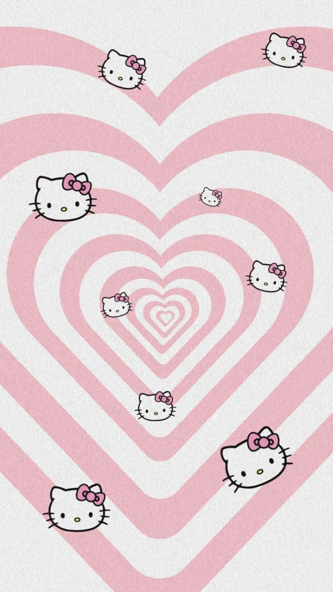 Hello Kitty, heart pattern, pink hearts, SD Phone Wallpaper