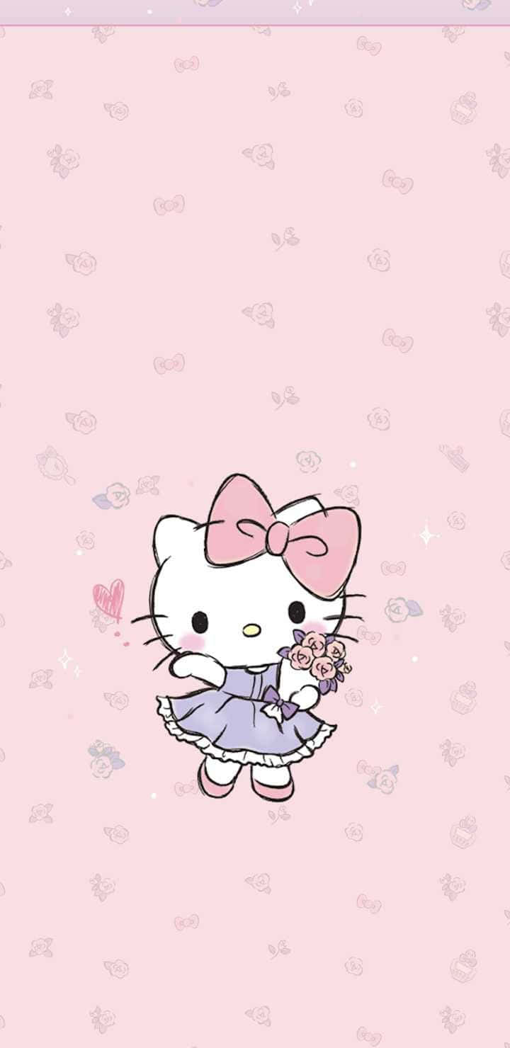 Hello Kitty, purple dress, flowers, HD Phone Wallpaper