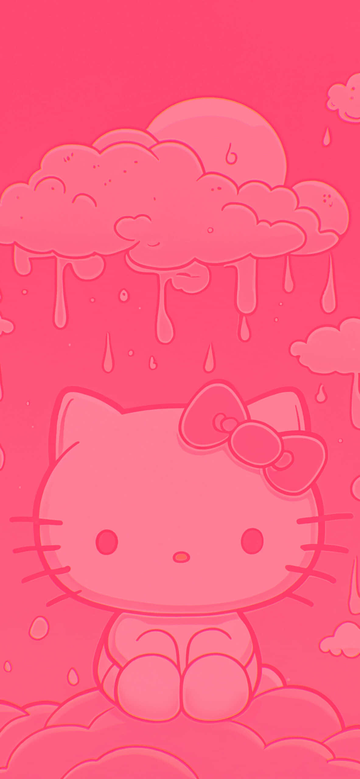 Pink Hello Kitty, rainy clouds, melting clouds, 2K Phone Wallpaper