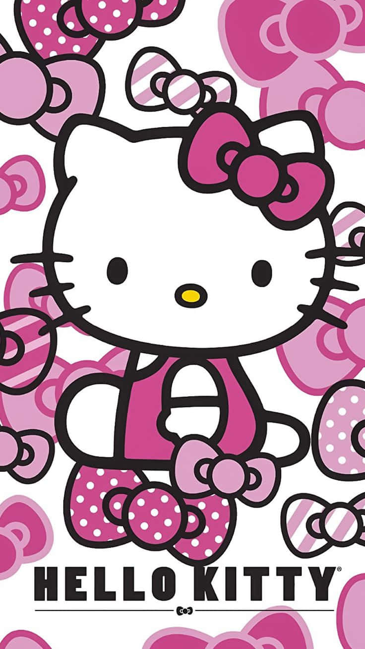 Hello Kitty, pink bow, patterned bows, HD Phone Wallpaper