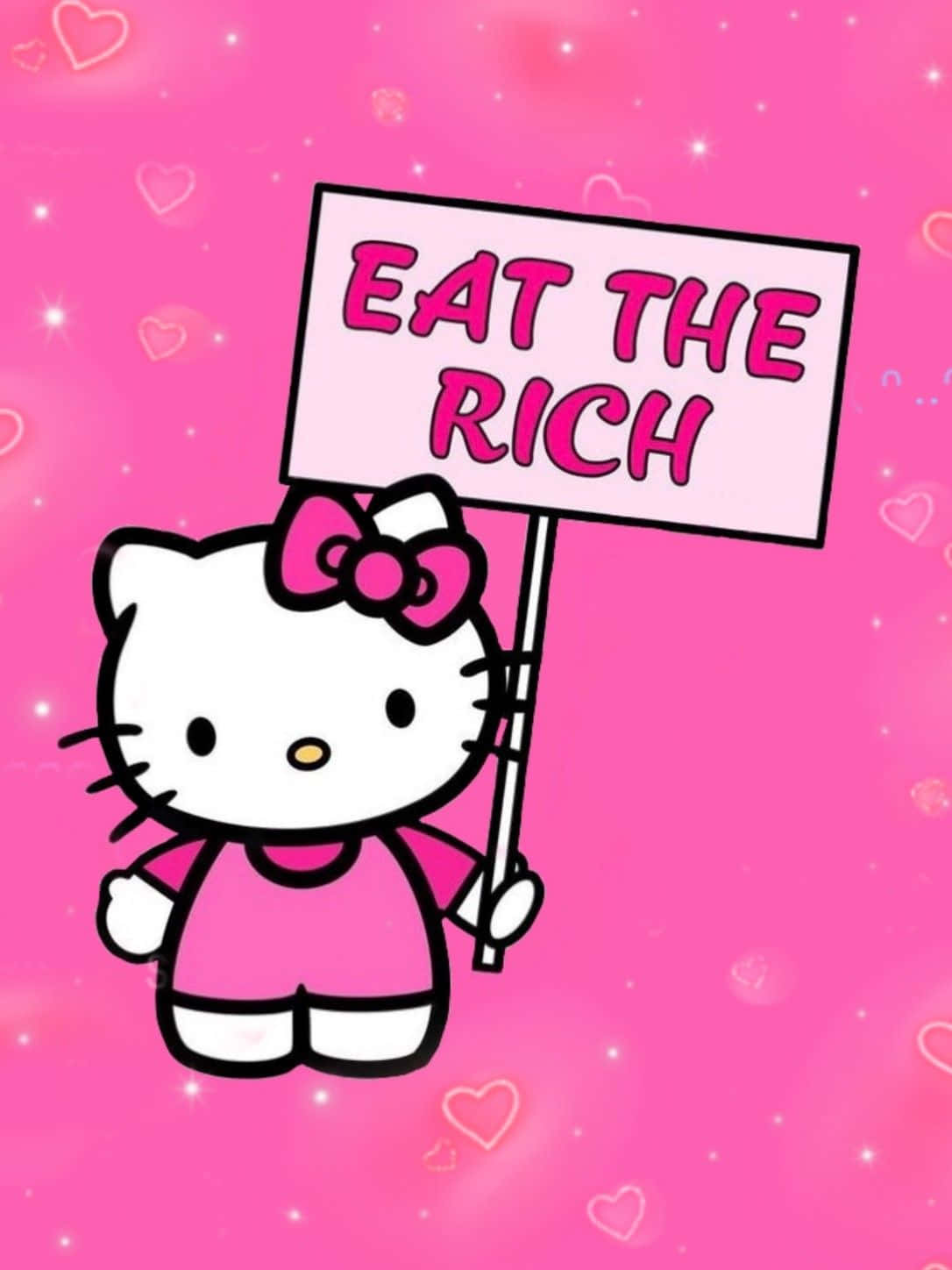 Hello Kitty, pink outfit, protest sign, HD Phone Wallpaper