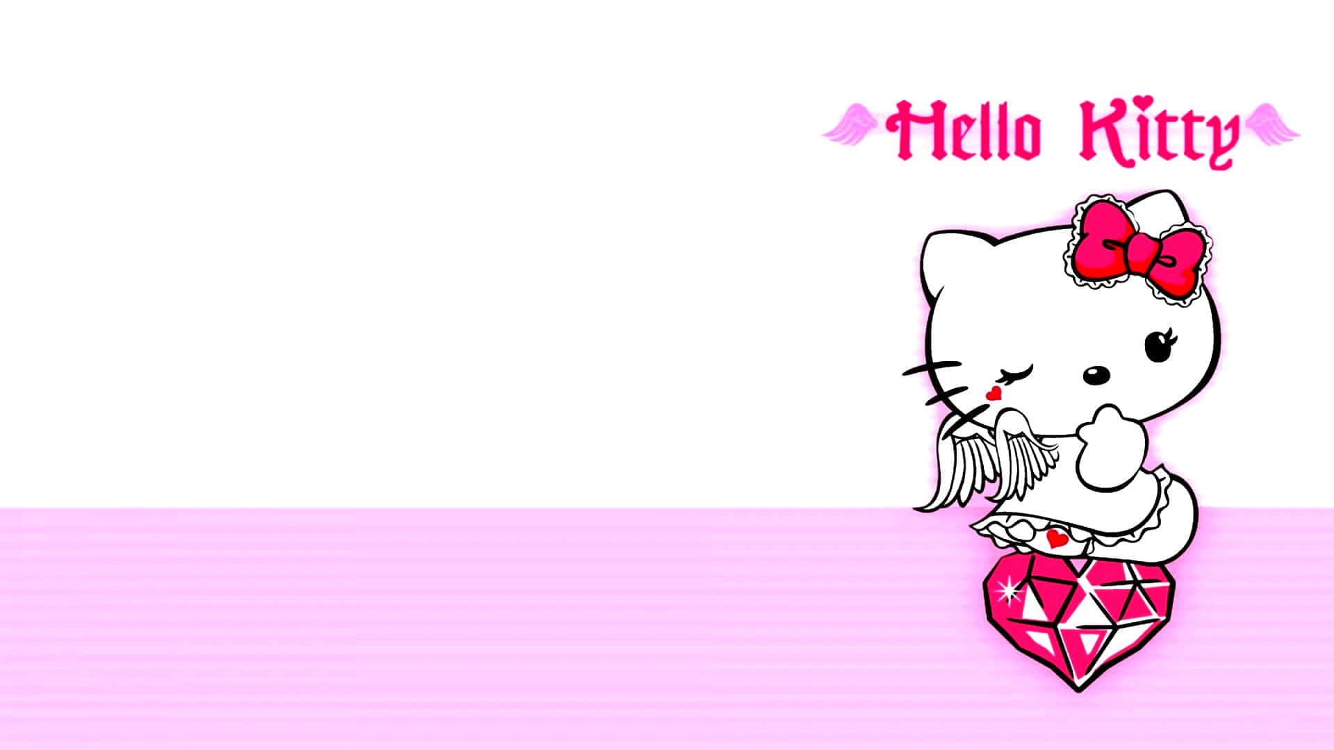 Hello Kitty, angel wings, red bow, Full HD Desktop Wallpaper