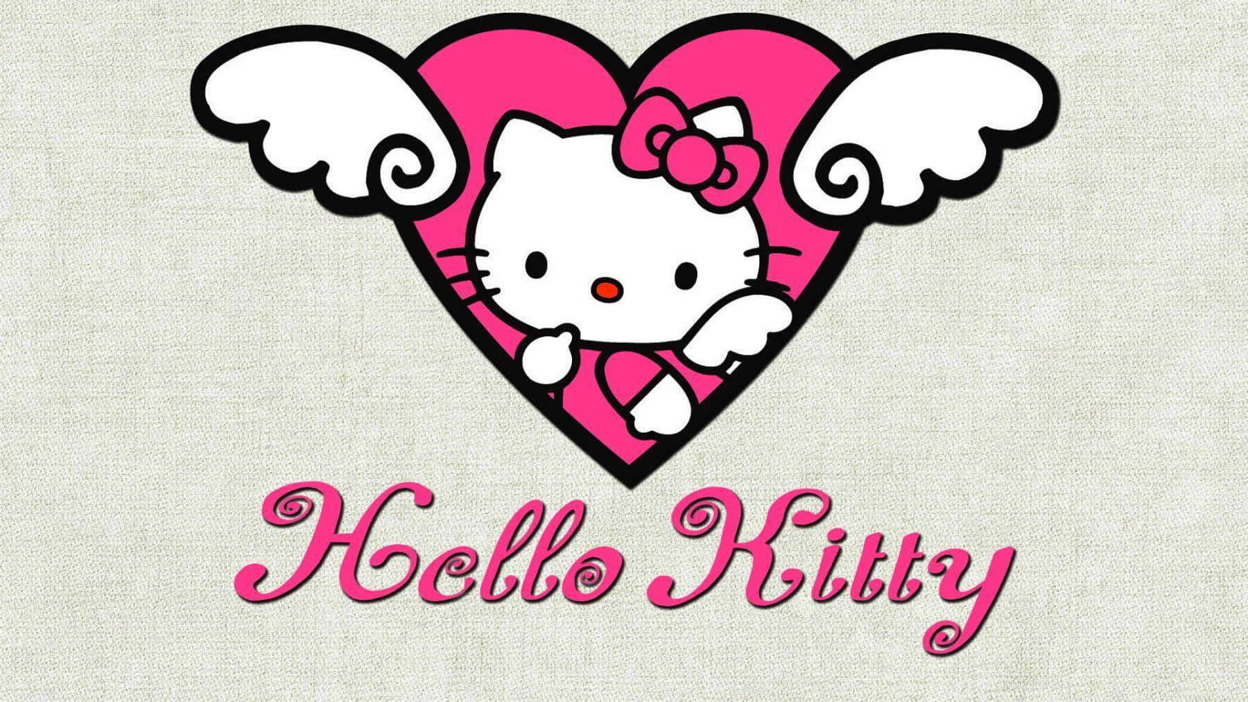 Hello Kitty, angel wings, pink heart, HD Desktop Wallpaper