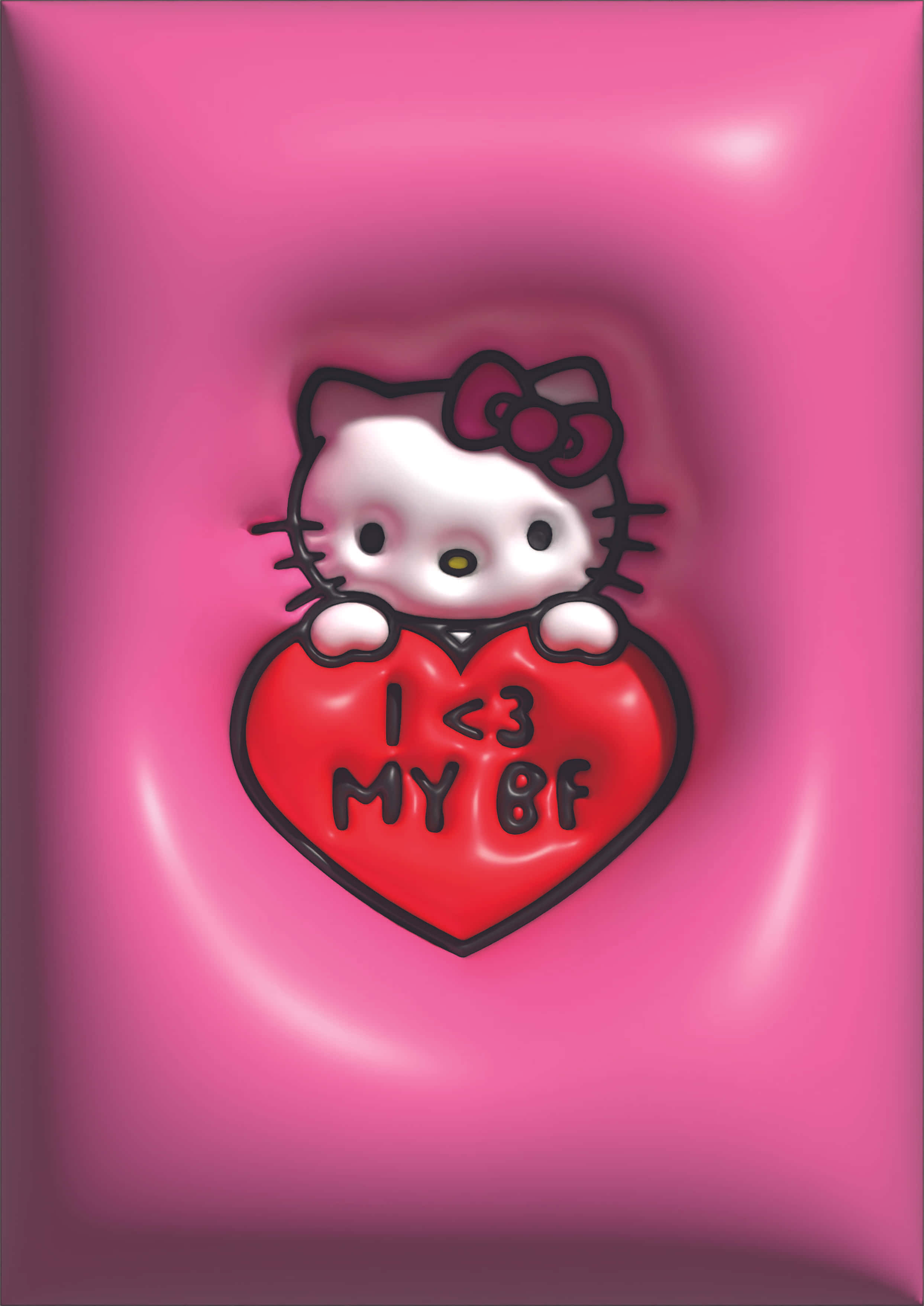Hello Kitty, red heart, I <3 MY BF, 2K Phone Wallpaper