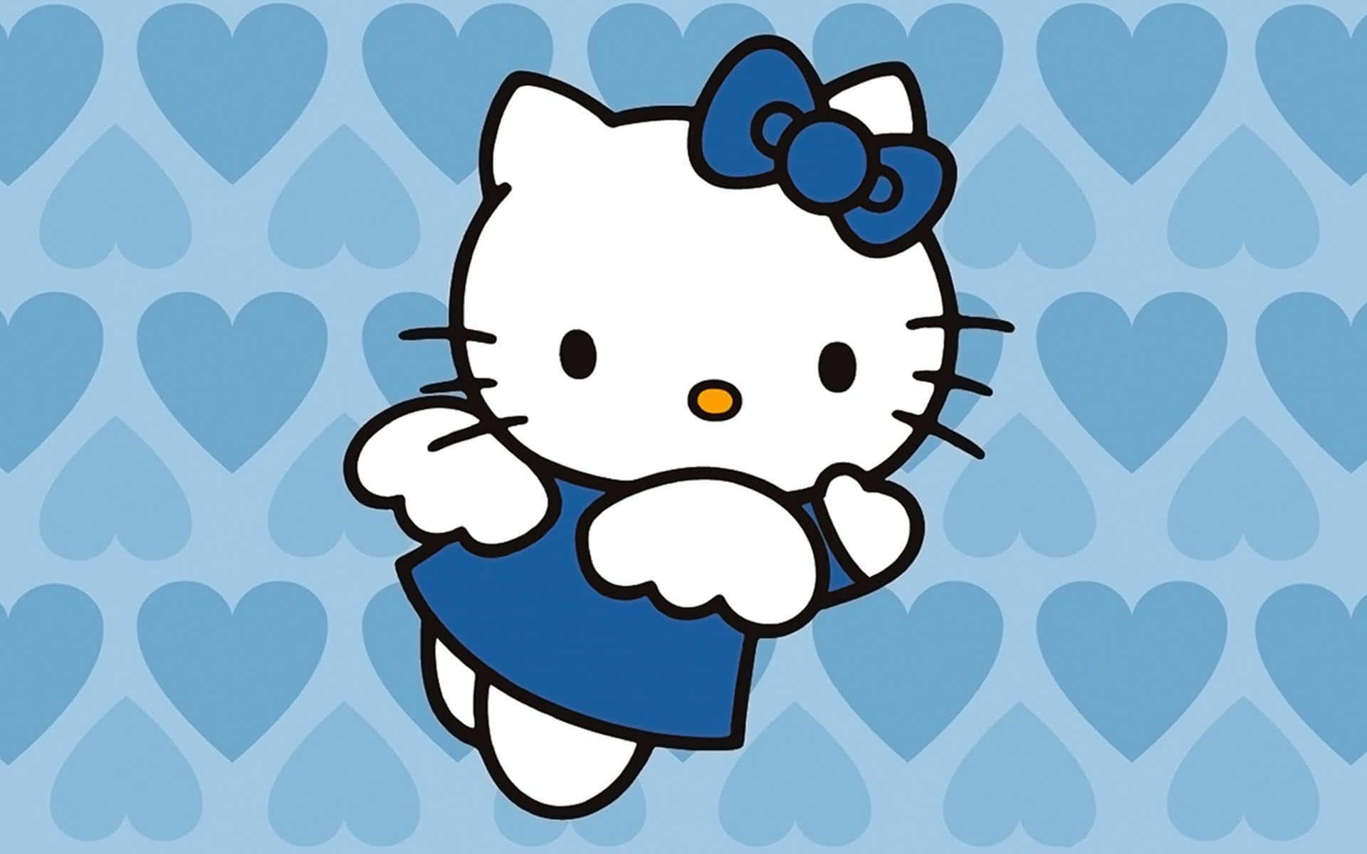 Hello Kitty, blue dress, blue bow, Full HD Desktop Wallpaper