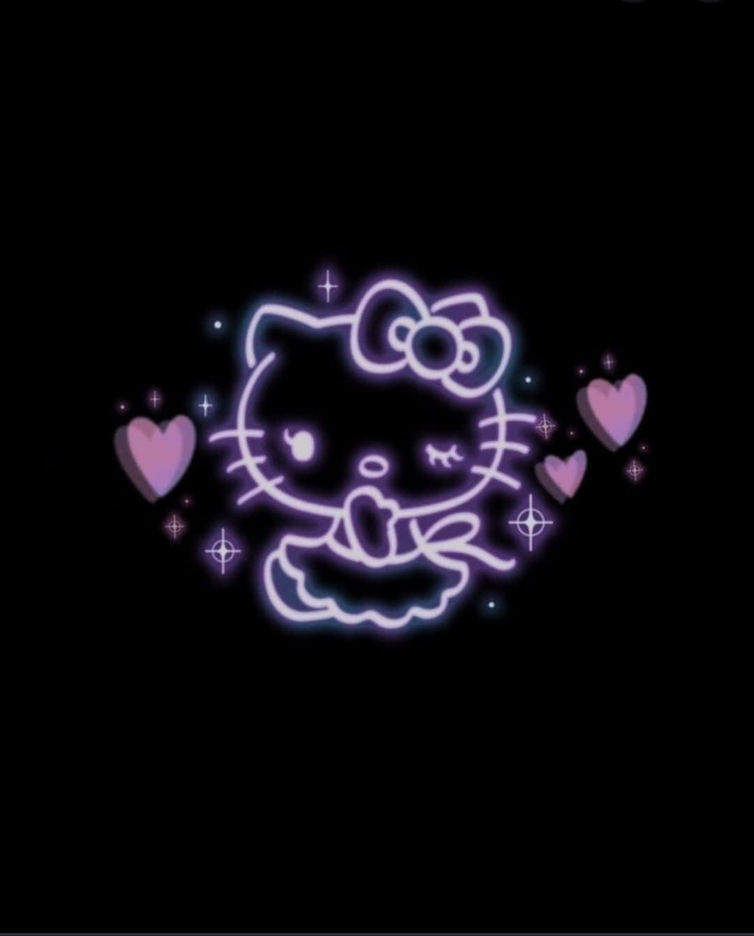 Hello Kitty, neon outline, pink hearts, HD Phone Wallpaper
