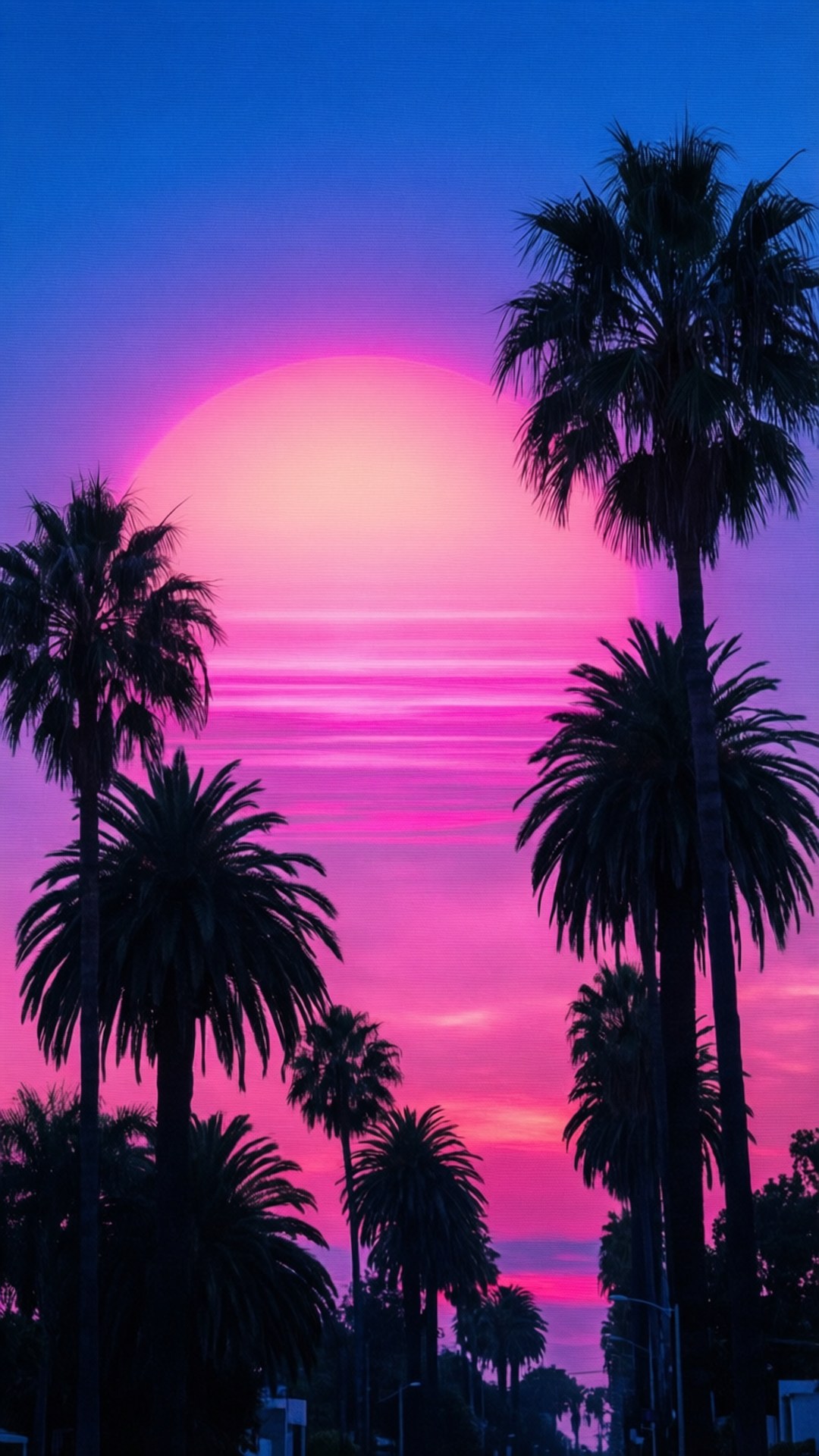 vaporwave, Y2K, pink and blue sunset, Full HD Phone Wallpaper