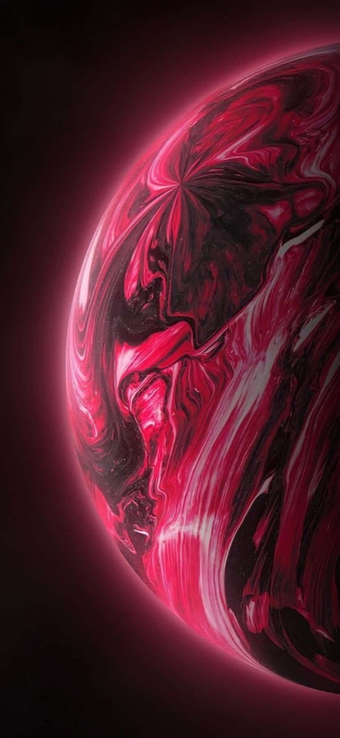 Y2k iPhone, glowing crimson planet, swirling dark red and black marbled patterns, Full HD Phone Wallpaper