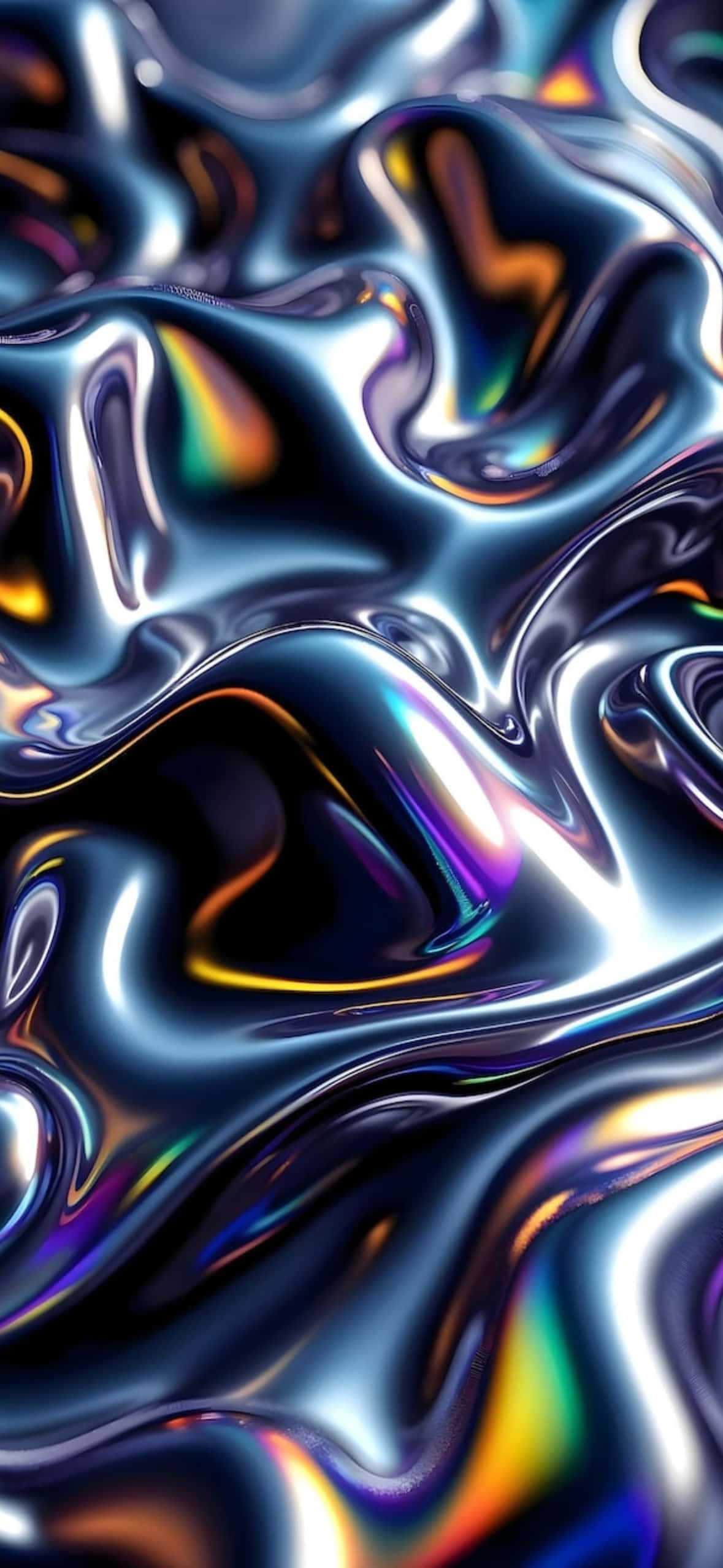 Y2k iPhone, metallic liquid, iridescent rainbow highlights, Full HD Phone Wallpaper