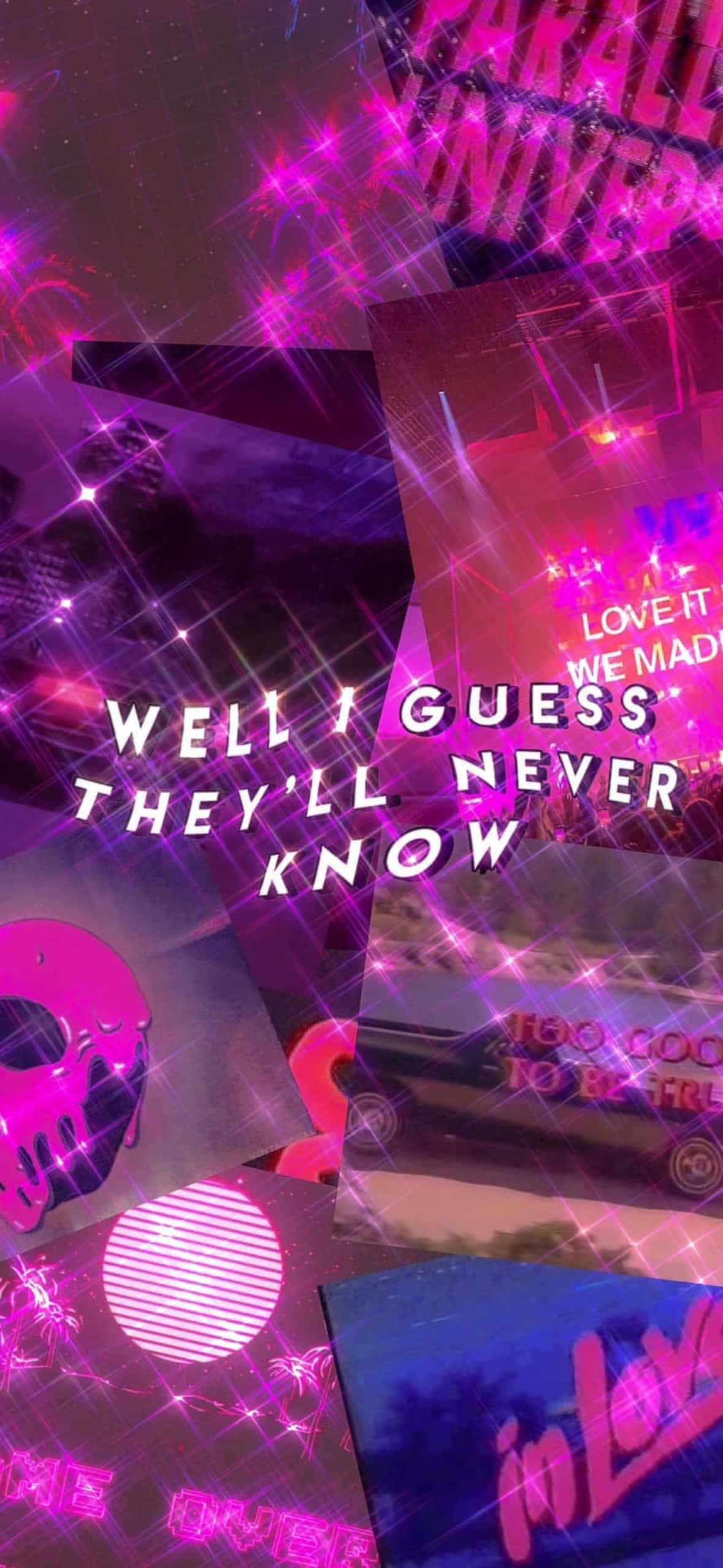 Y2k iPhone, vibrant pink, purple glittery, Full HD Phone Wallpaper