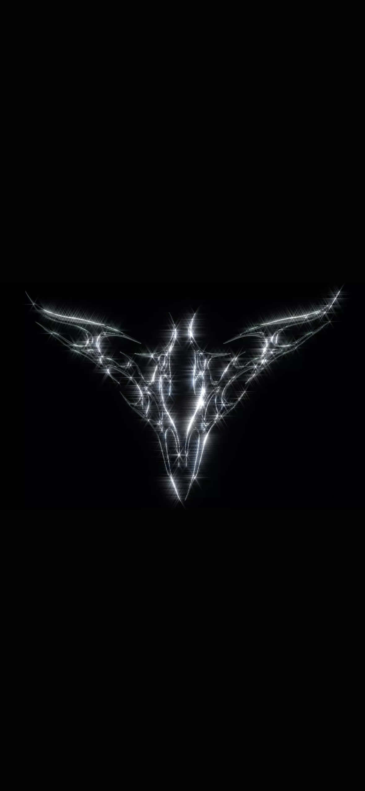 Y2k iPhone, glowing white fractal symbol, sharp angular wings, Full HD Phone Wallpaper