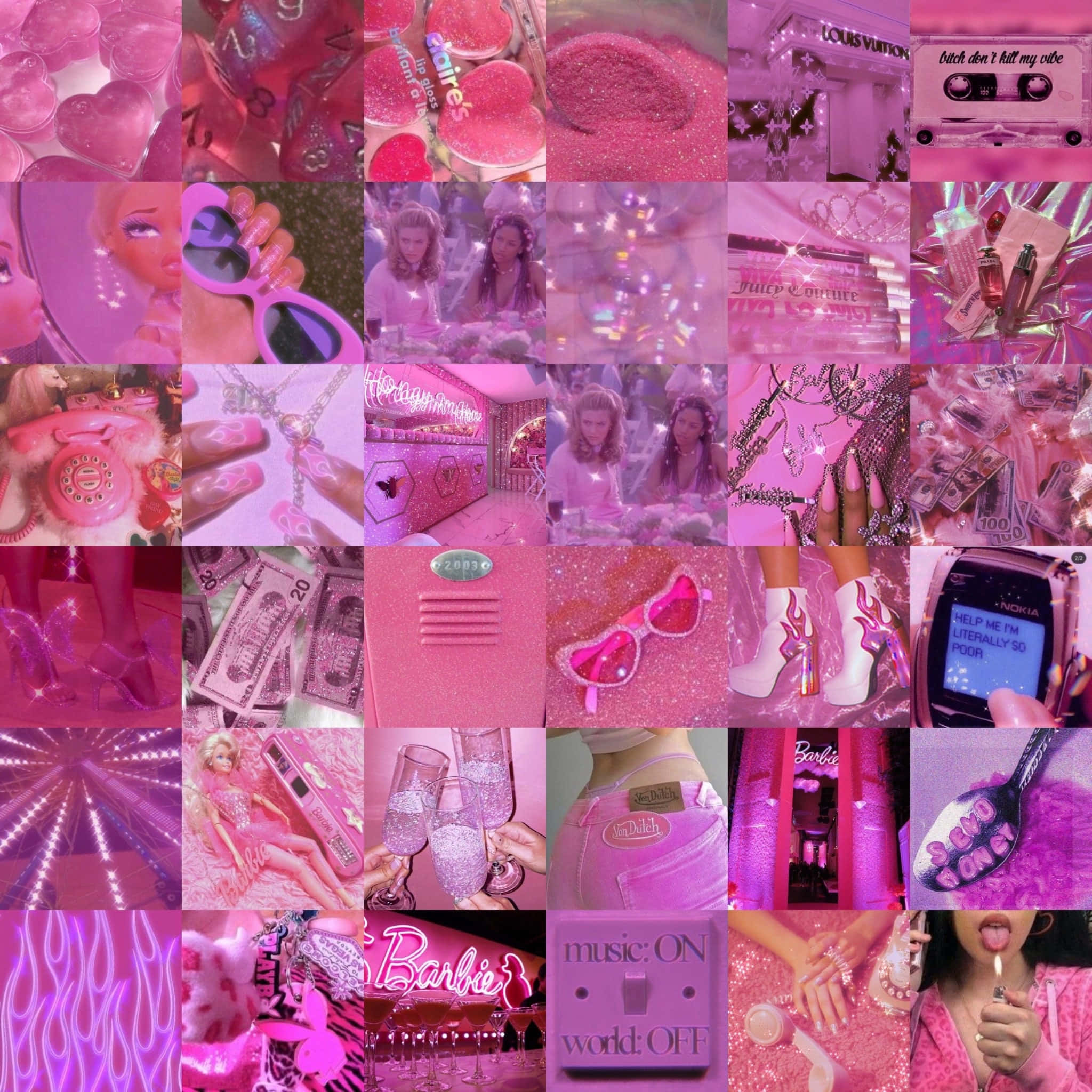 Barbie-themed items, glittery accessories, luxury goods, Full HD Desktop Wallpaper