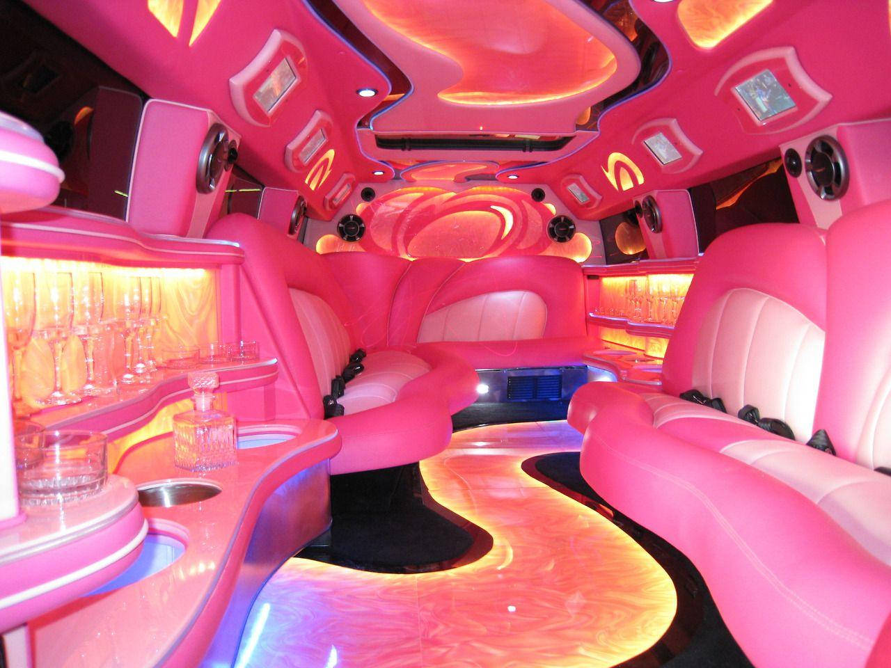 Y2k, pink luxury car, neon lights, HD Desktop Wallpaper