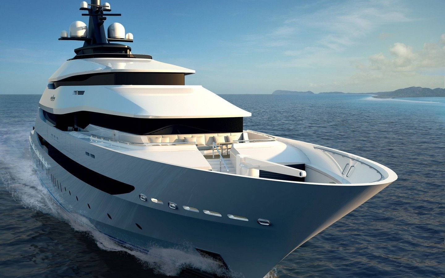 White Black Yacht, sleek white luxury yacht, calm blue waters, HD Desktop Wallpaper