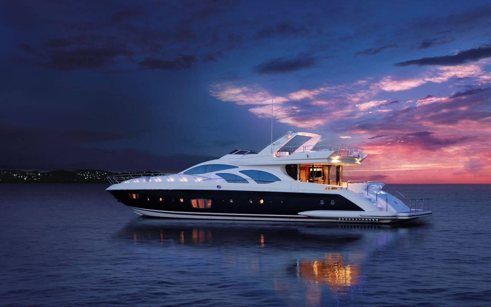 Yacht, Blue, Pink, HD Desktop Wallpaper