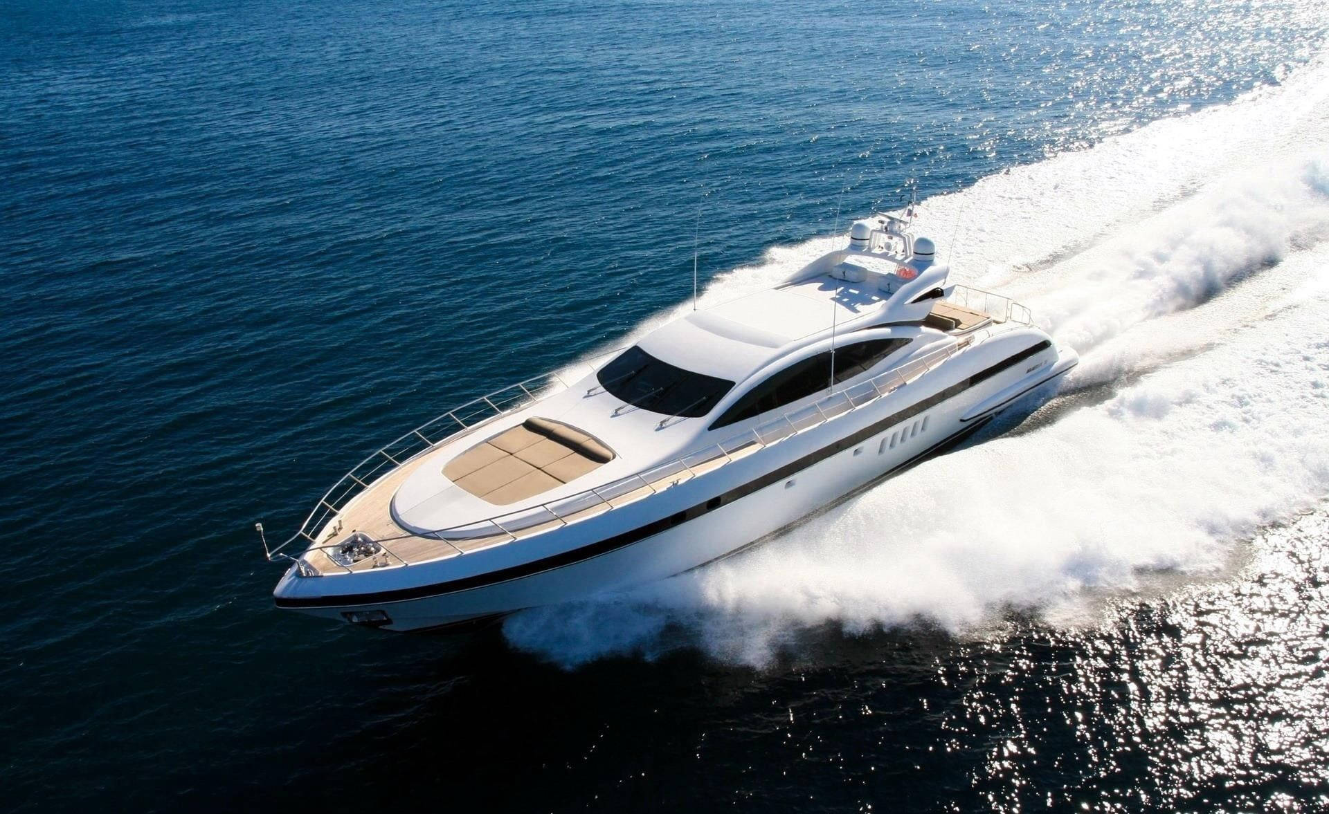 Yacht, sleek white luxury yacht, deep blue ocean water, Full HD Desktop Wallpaper