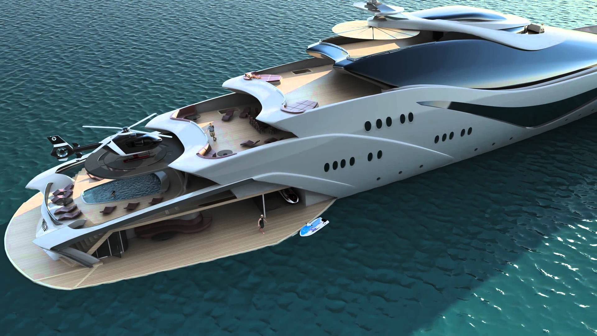 yacht, jet ski, futuristic, Full HD Desktop Wallpaper