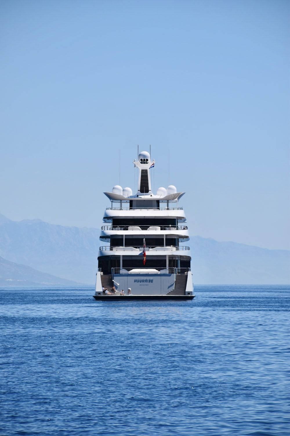 multi layered yacht, sleek white luxury yacht, deep blue waters, HD Phone Wallpaper