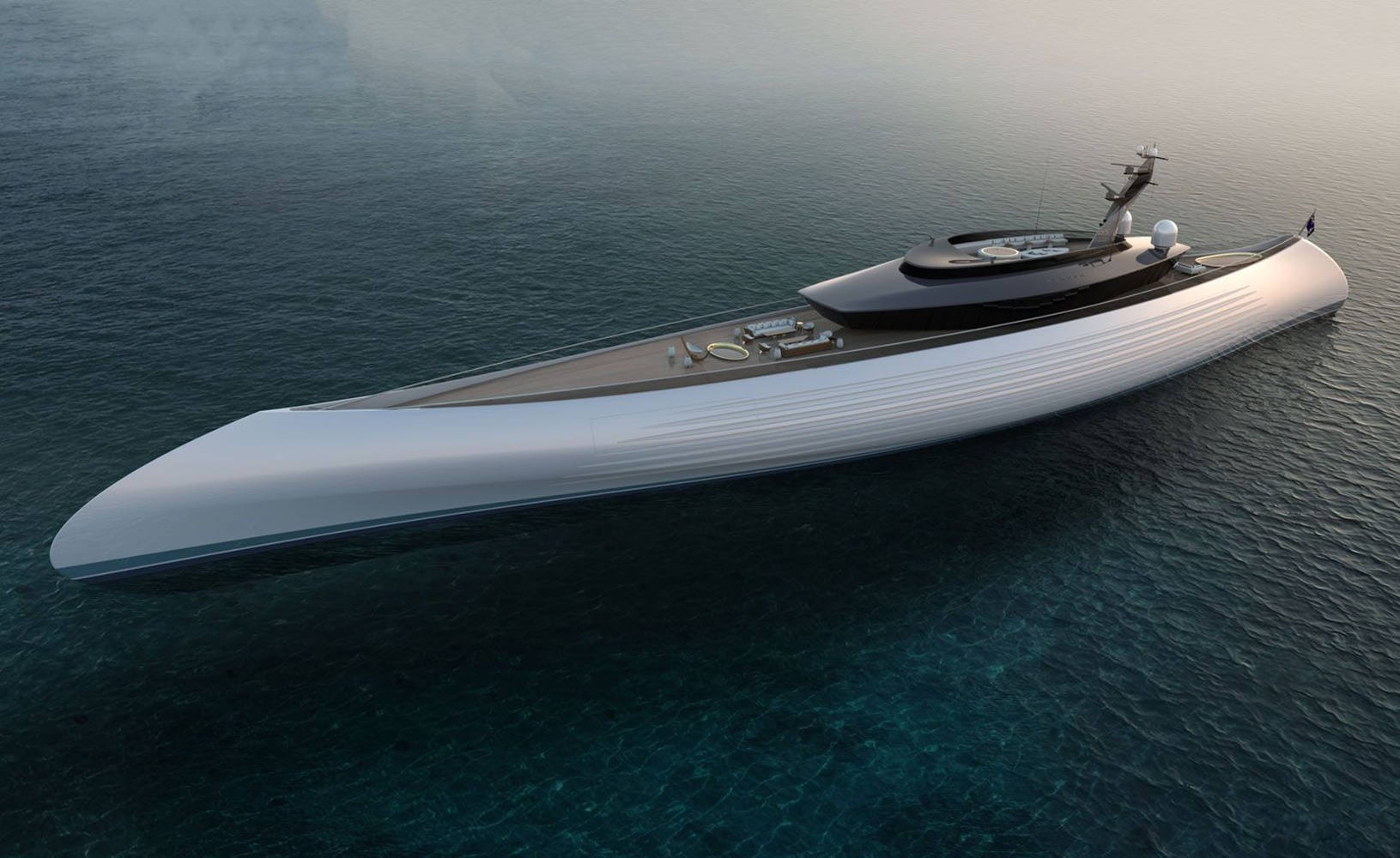 long yacht, futuristic yacht, calm turquoise waters, HD Desktop Wallpaper