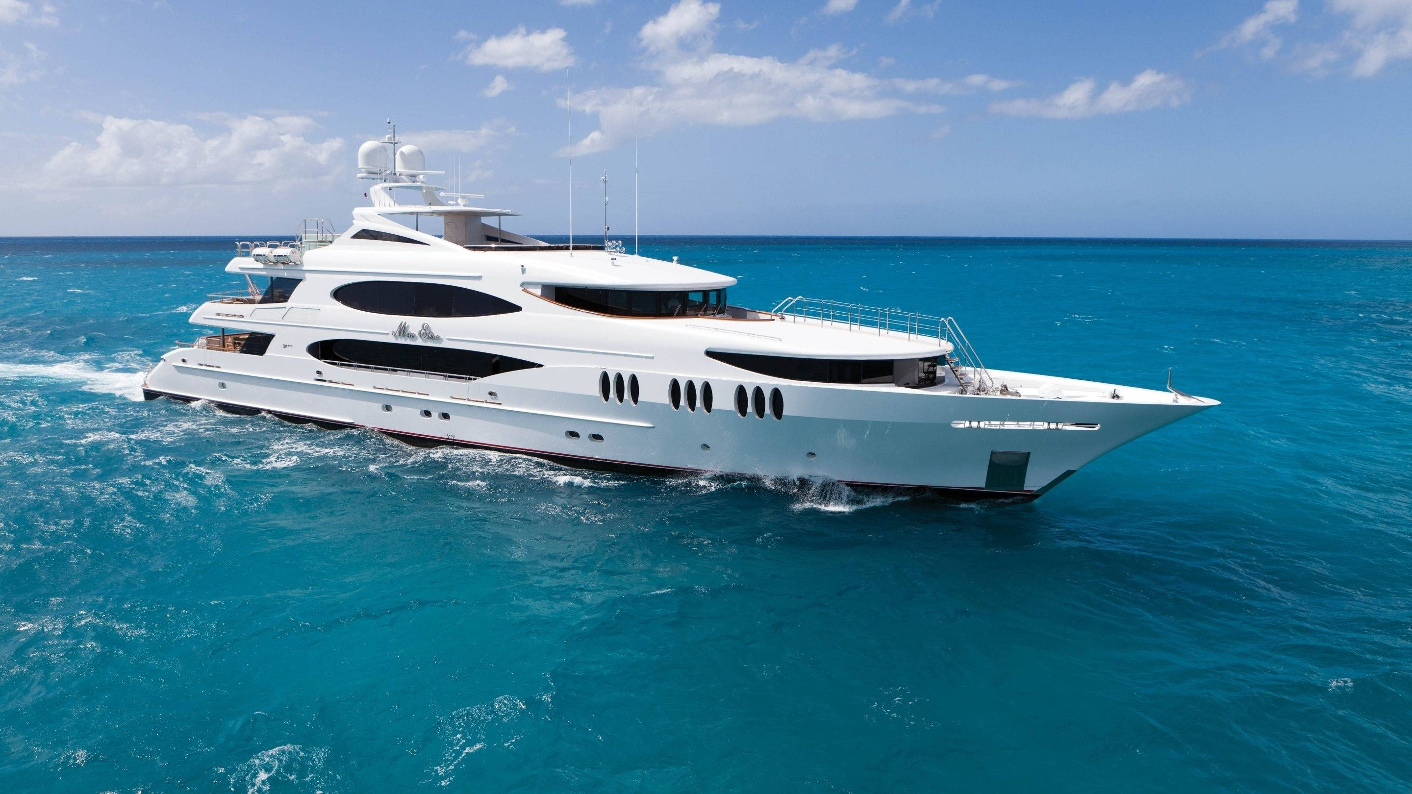 yacht, sky blue, ocean, 2K Desktop Wallpaper