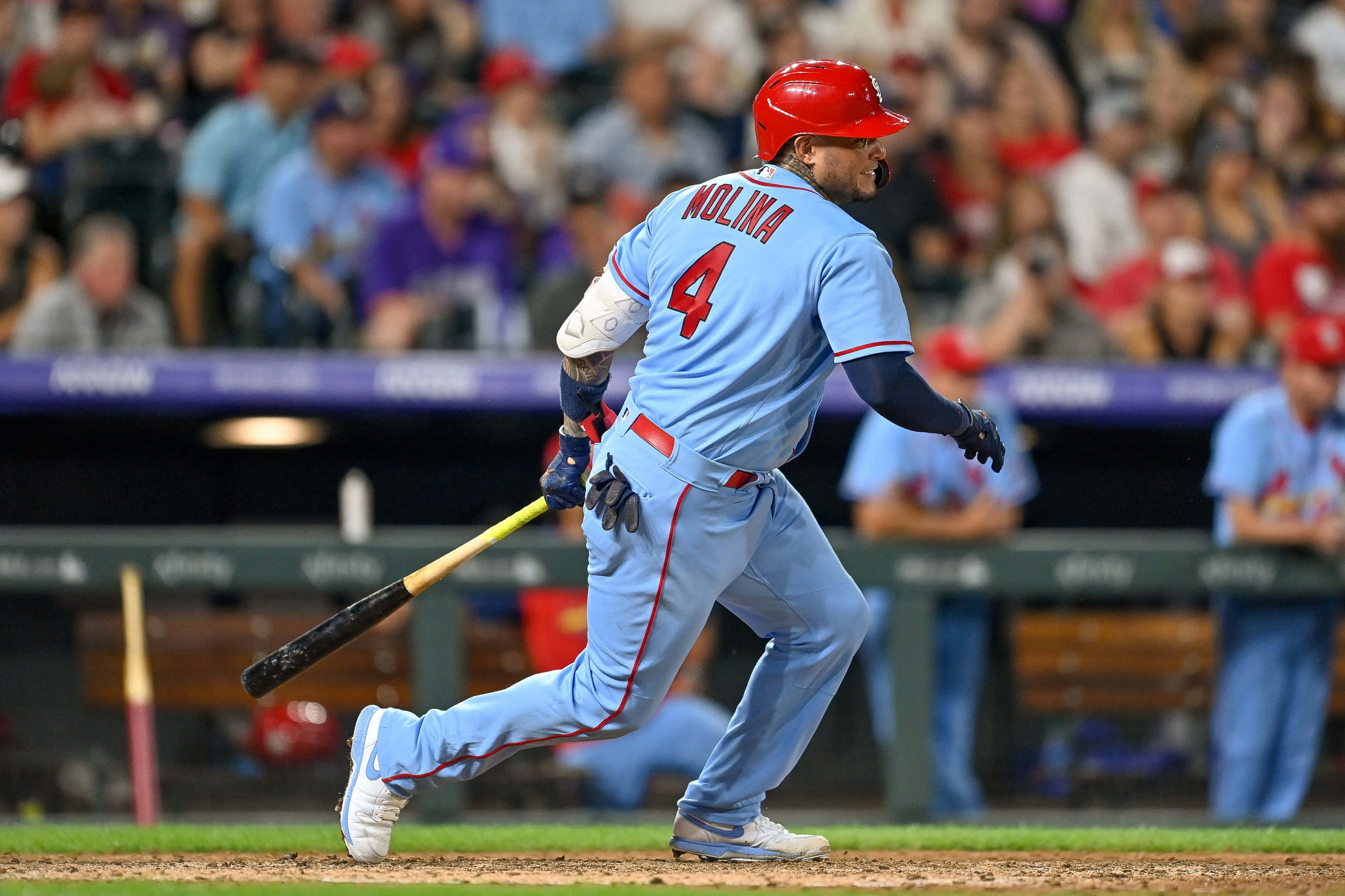 Yadier Molina, light blue uniform, red accents, 2K Desktop Wallpaper