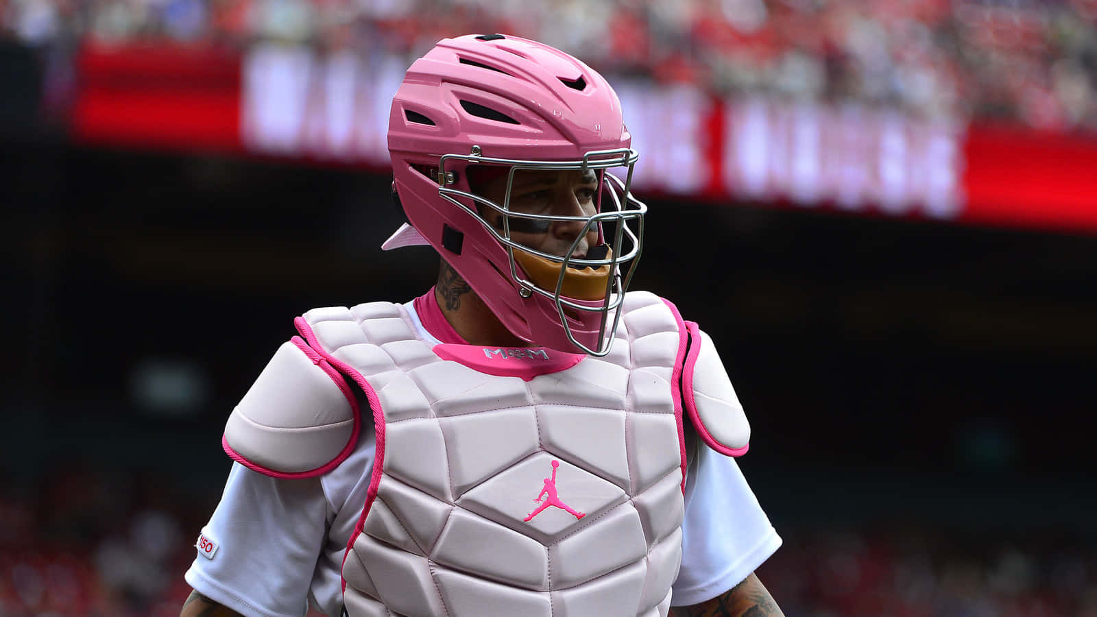 Yadier Molina, pink baseball gear, baseball catcher, HD Desktop Wallpaper