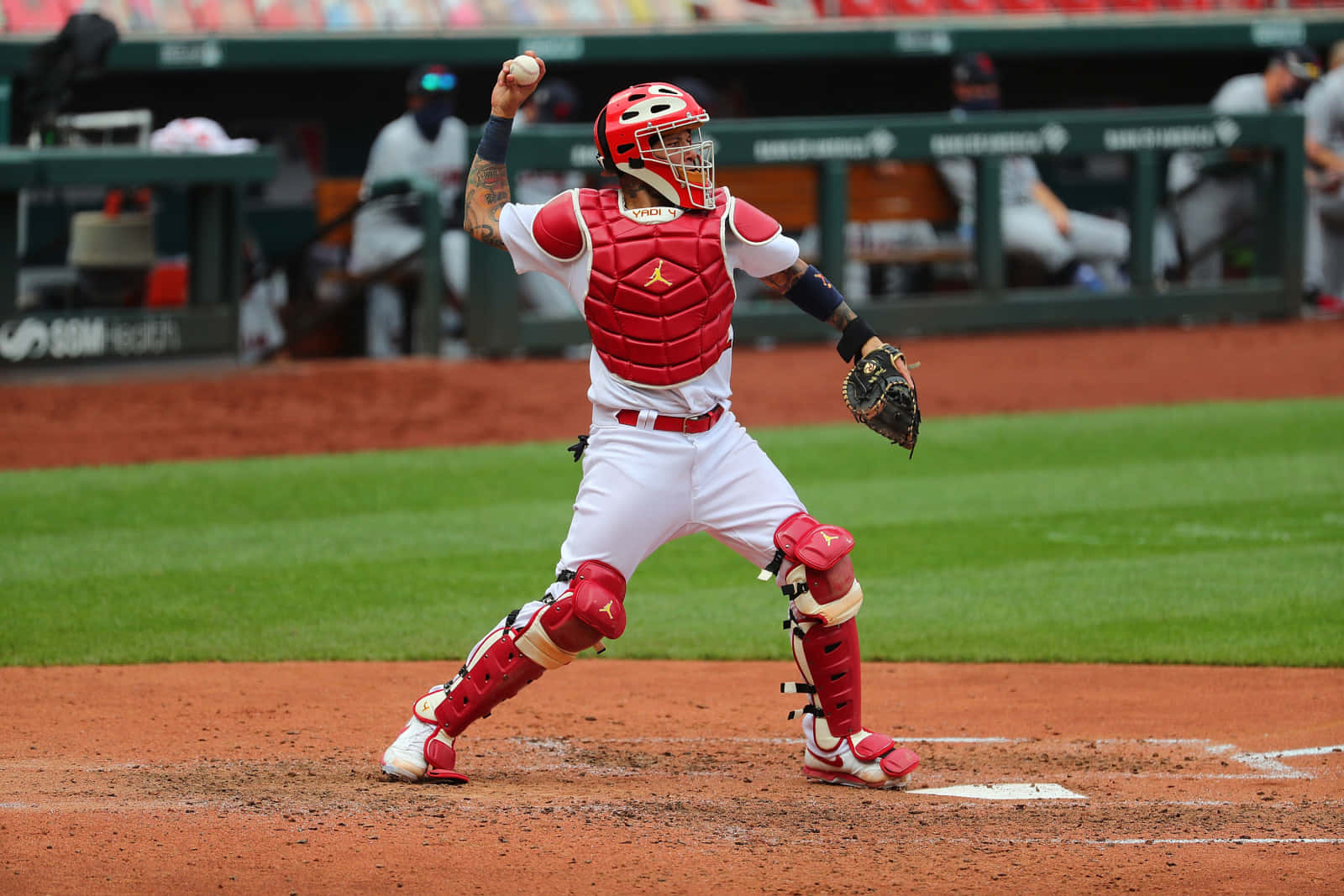 Yadier Molina, red gear, home plate, HD Desktop Wallpaper
