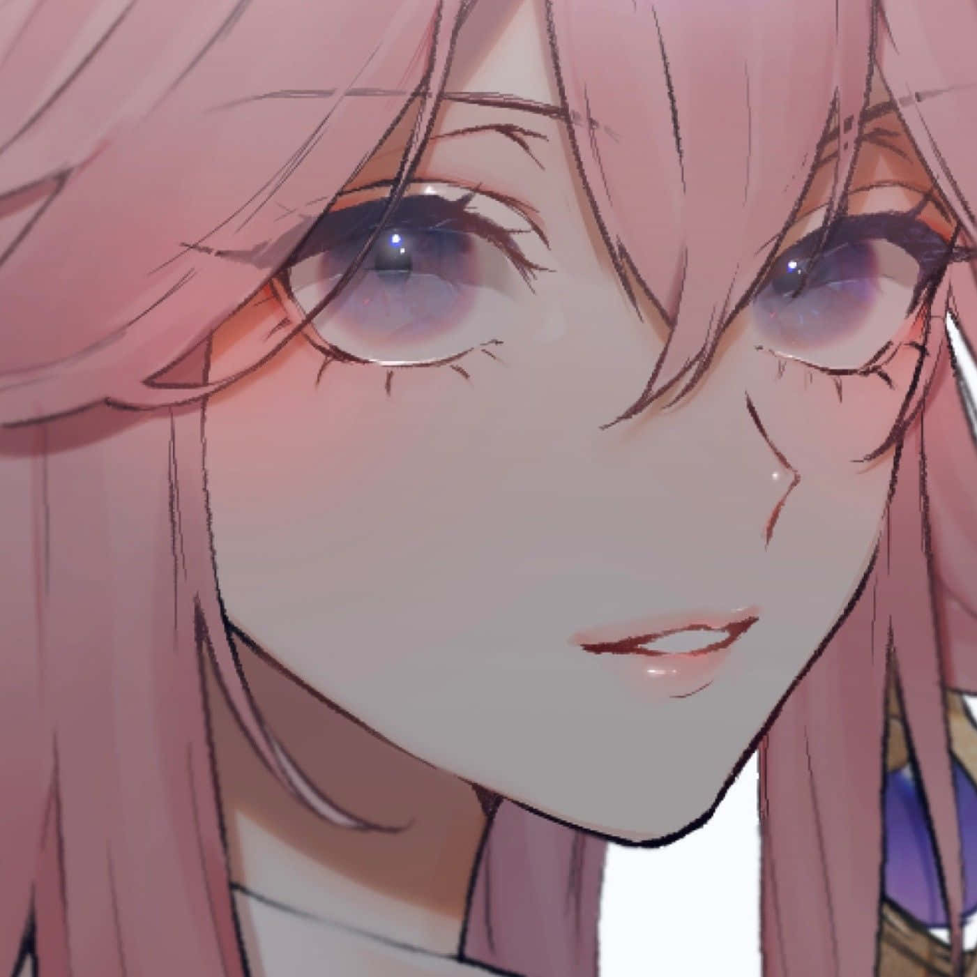 Yae Miko, pink hair, purple eyes, HD Desktop Wallpaper
