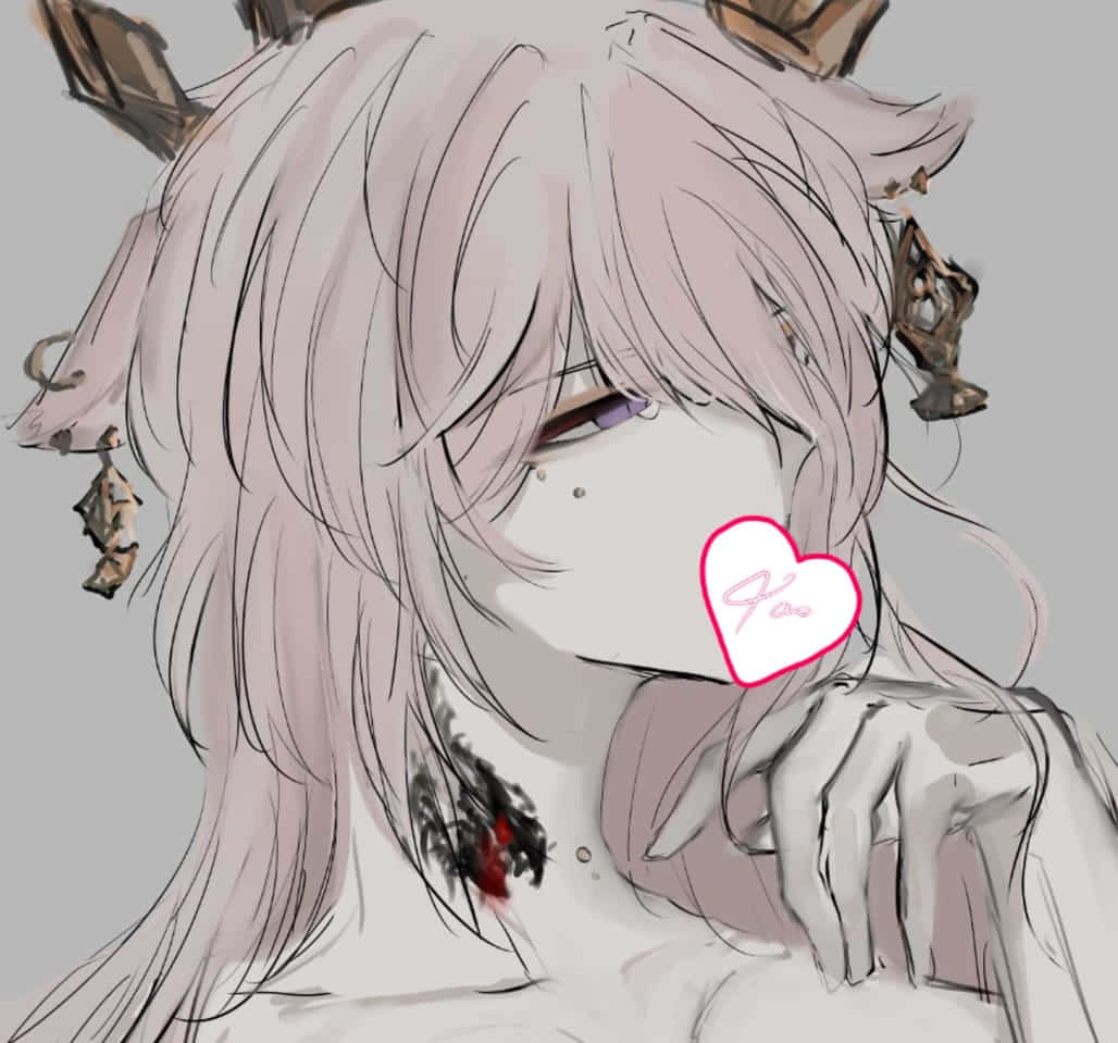 Yae Miko, silver hair, horns, SD Desktop Wallpaper