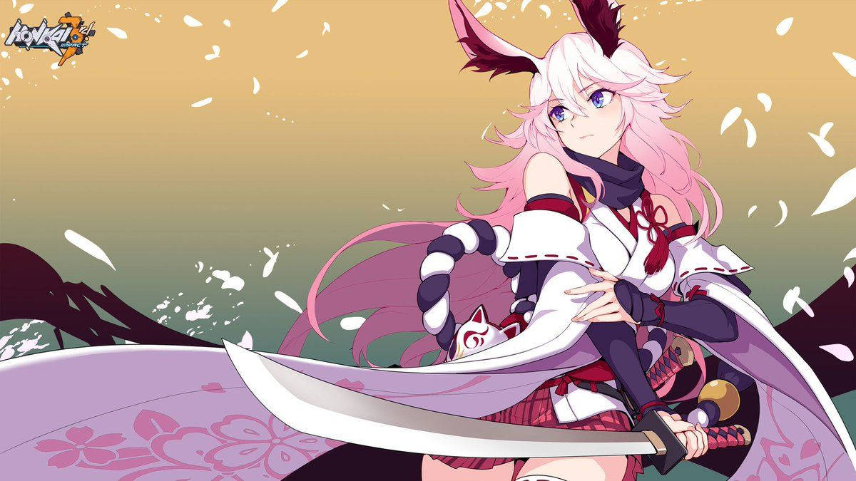 Yae Miko, pink-haired, fox ears, SD Desktop Wallpaper