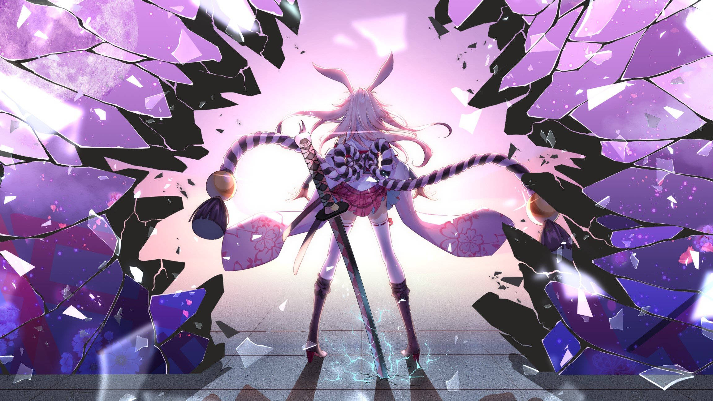 Yae Miko, bunny ears, sword, Full HD Desktop Wallpaper
