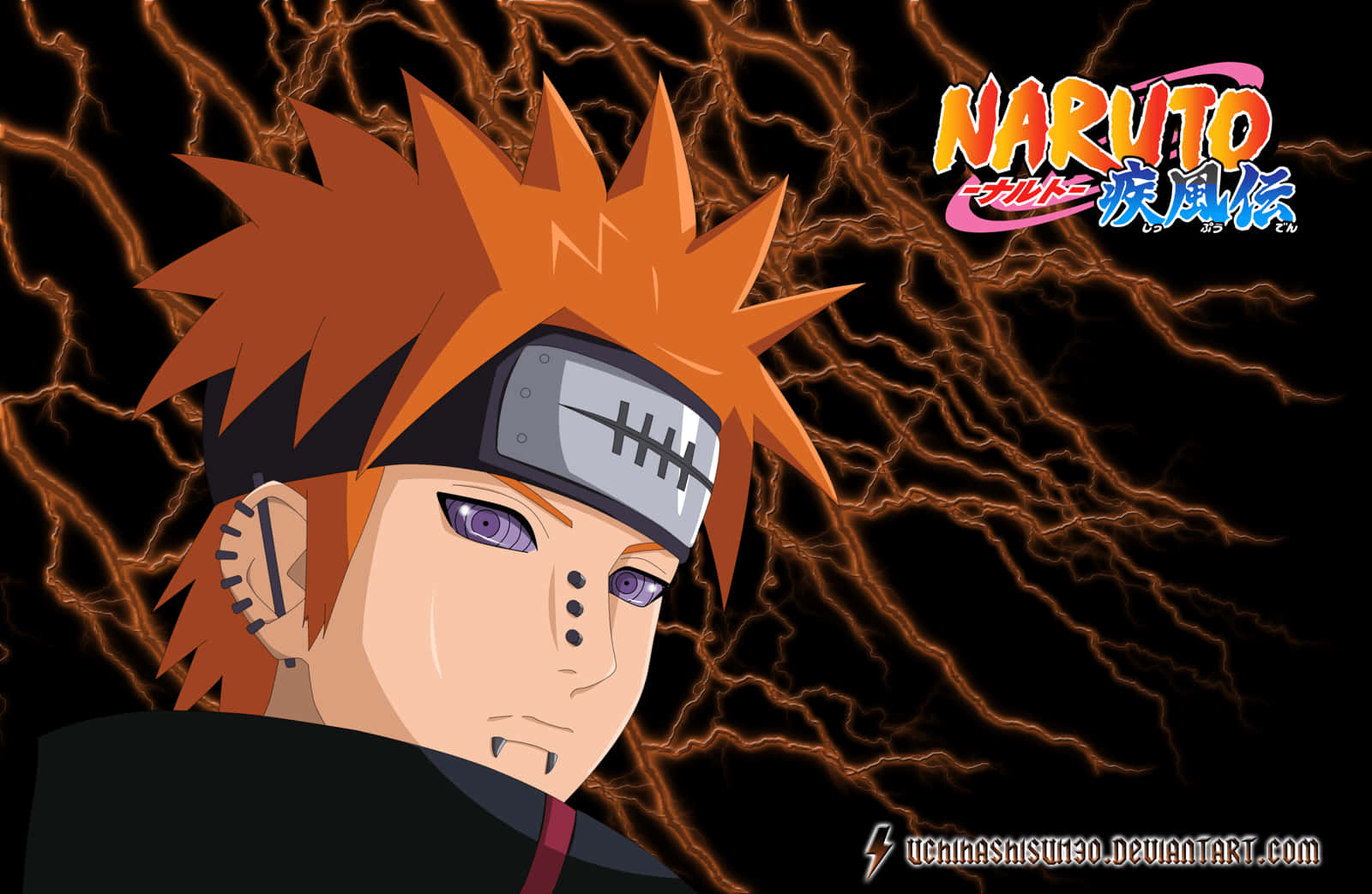 Yahiko, spiky orange hair, purple eyes, HD Desktop Wallpaper