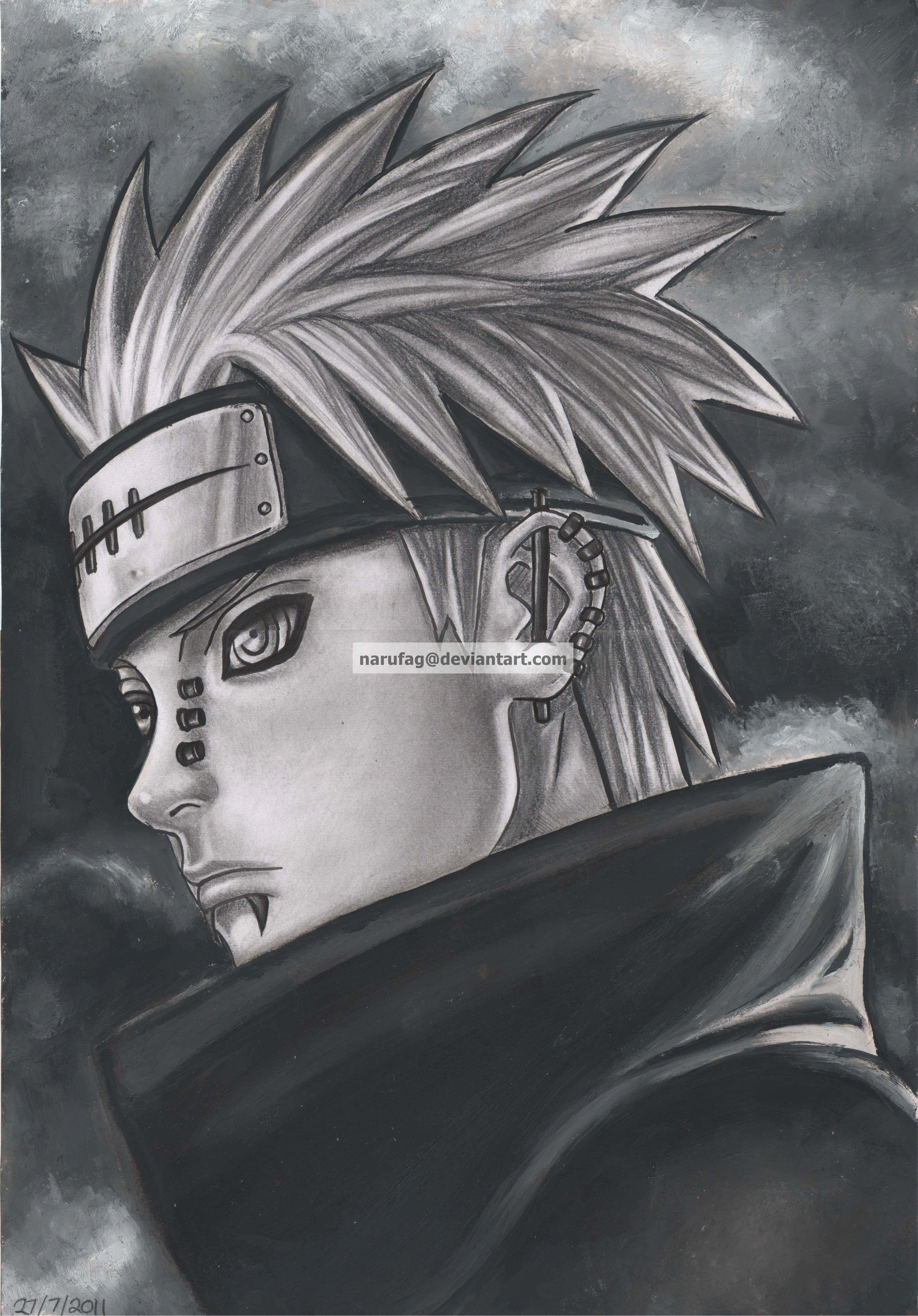 Yahiko, spiky-haired anime character, headband, 4K Phone Wallpaper