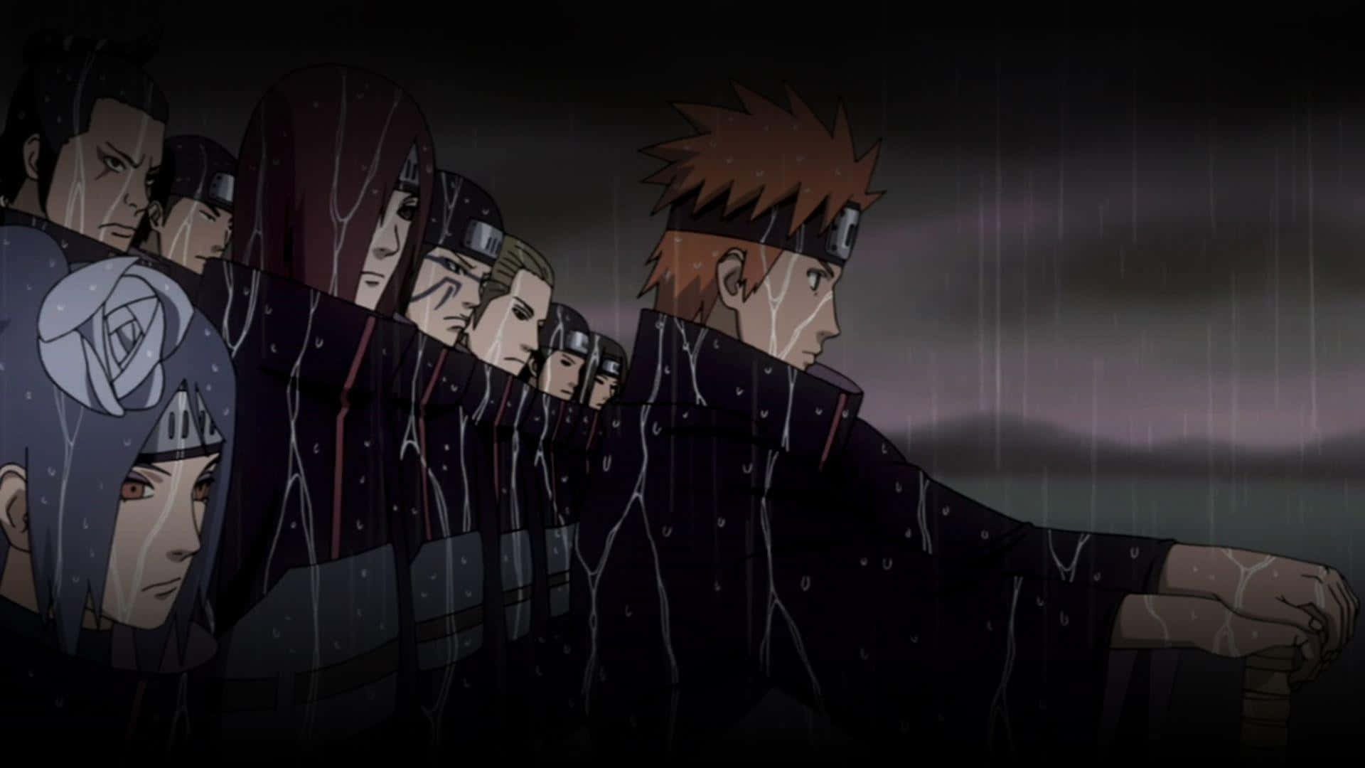 Yahiko, rainy night, dark rain-soaked cloaks, Full HD Desktop Wallpaper