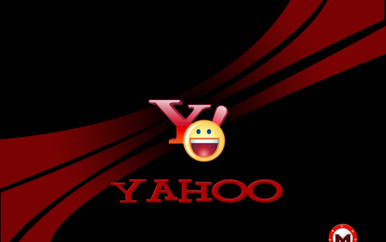 Yahoo Mail, red Yahoo logo, smiling emoji, HD Desktop Wallpaper