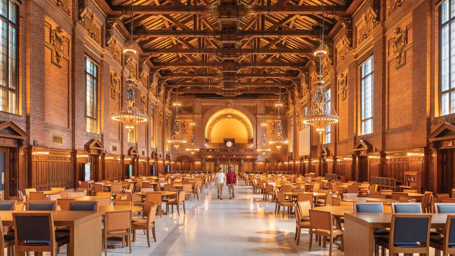 Yale University, Study Hall, high wooden beams, Full HD Desktop Wallpaper