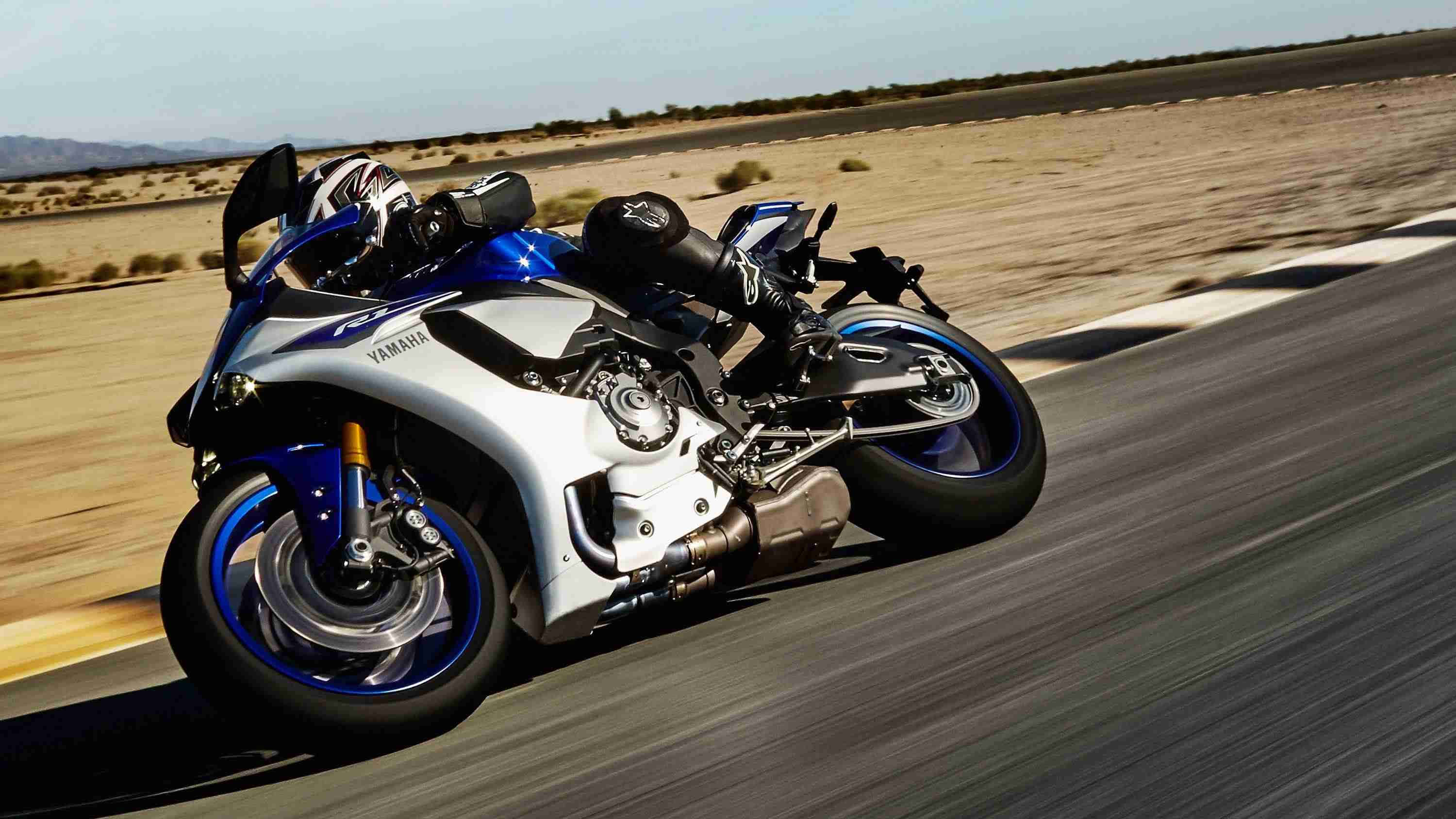 Yamaha, sportbike, desert road, 2K Desktop Wallpaper