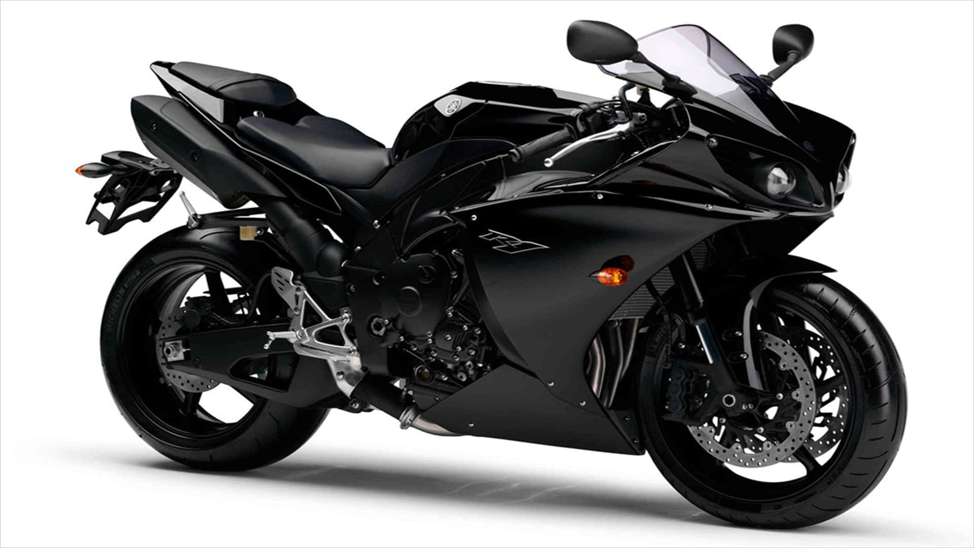 Yamaha, black sport motorcycle, silver accents, Full HD Desktop Wallpaper