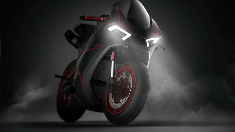Yamaha, futuristic motorcycle concept, sleek black and red sport motorcycle, SD Desktop Wallpaper