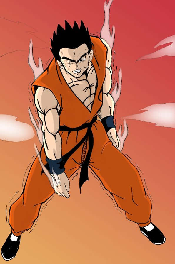 Yamcha, orange gi, fiery energy, SD Phone Wallpaper