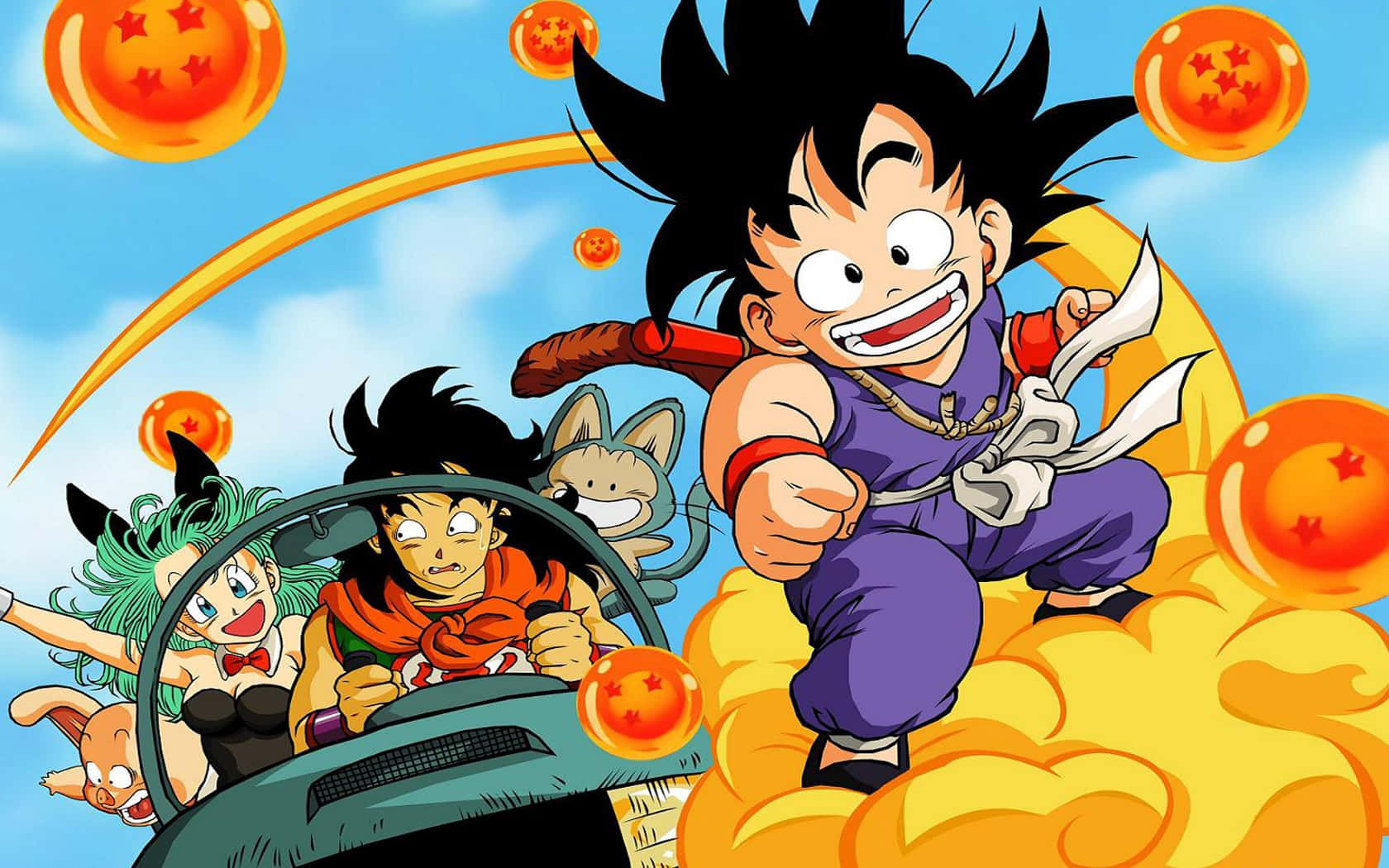 Yamcha, spiky black hair, yellow cloud, HD Desktop Wallpaper